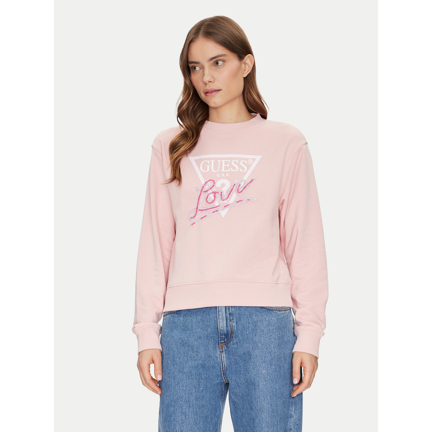 Guess Sweatshirt W5GQ05 KB683 Rosa Regular Fit