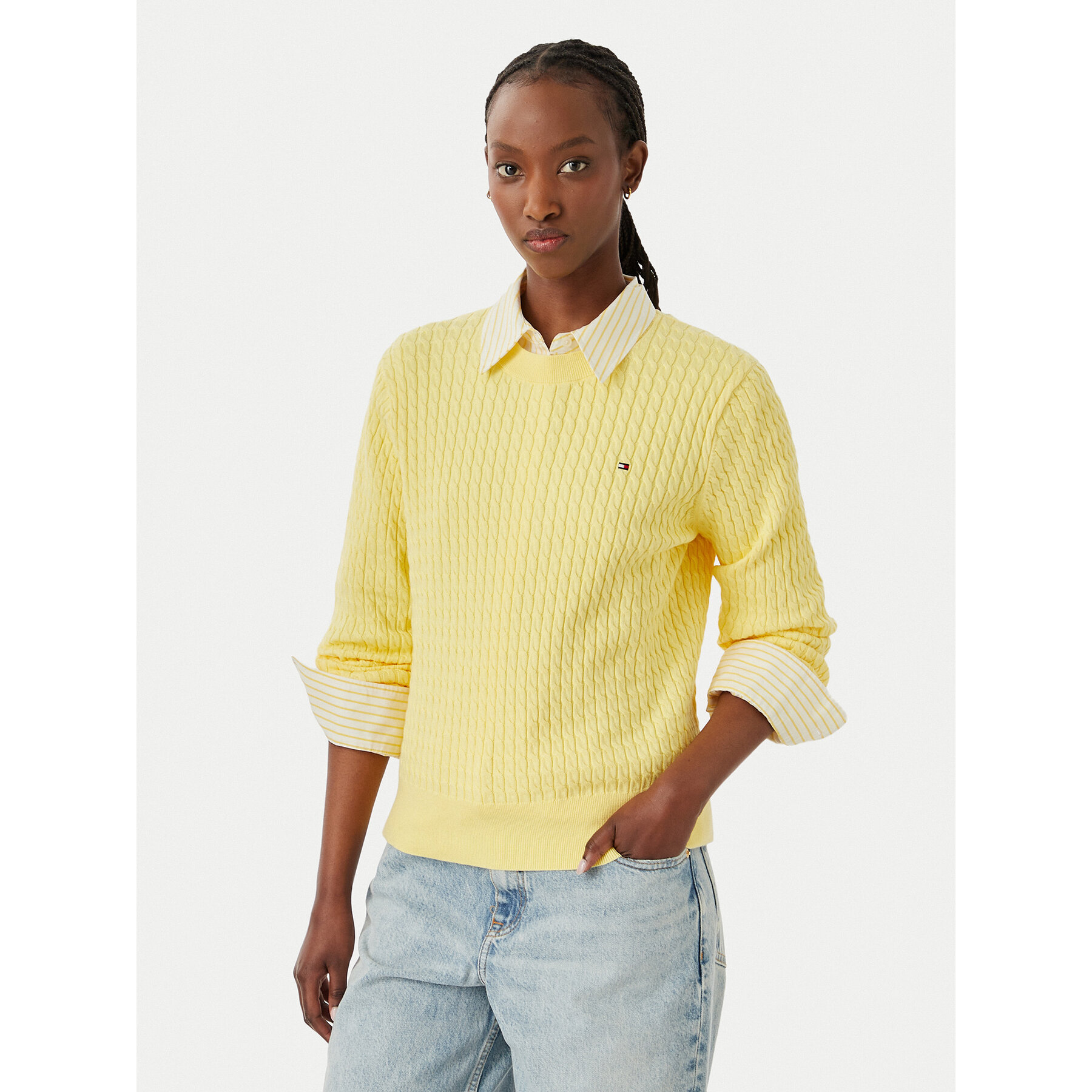 Tommy Hilfiger Pullover Fine WW0WW44993 Hellgelb Regular Fit