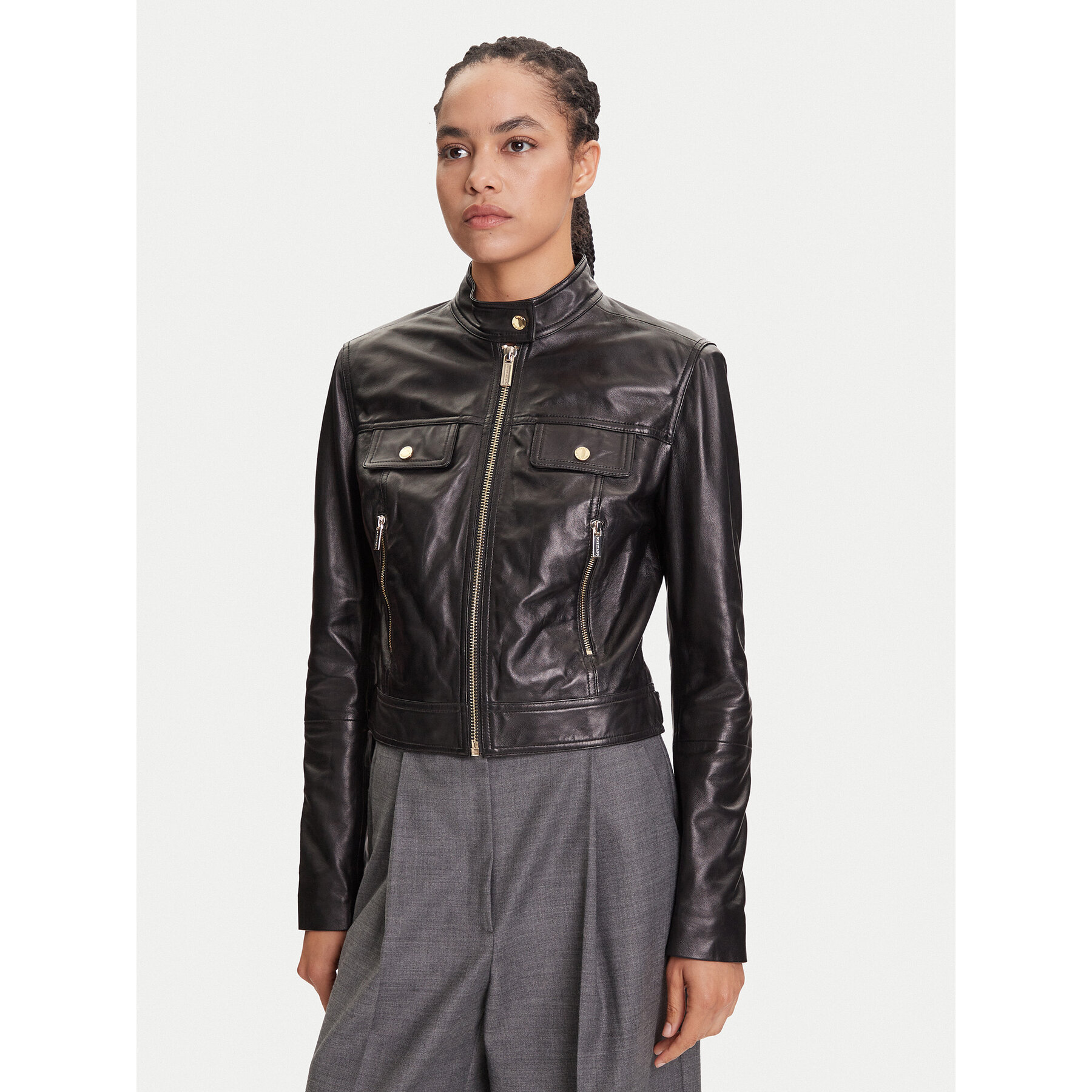 Marciano Guess Lederjacke 5YGL09 7345A Schwarz Regular Fit
