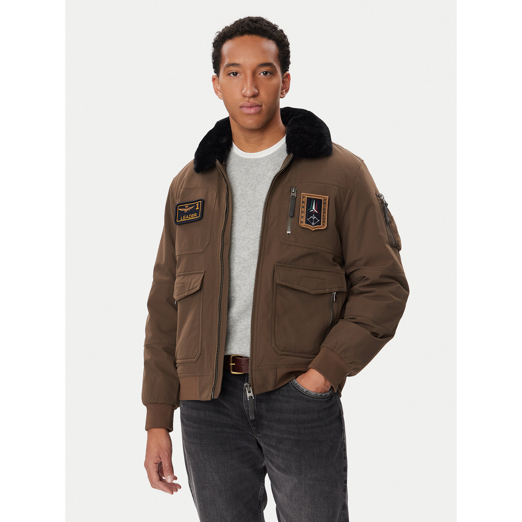 Aeronautica Militare Winterjacke 262AB3108UCT03151 Braun Regular Fit