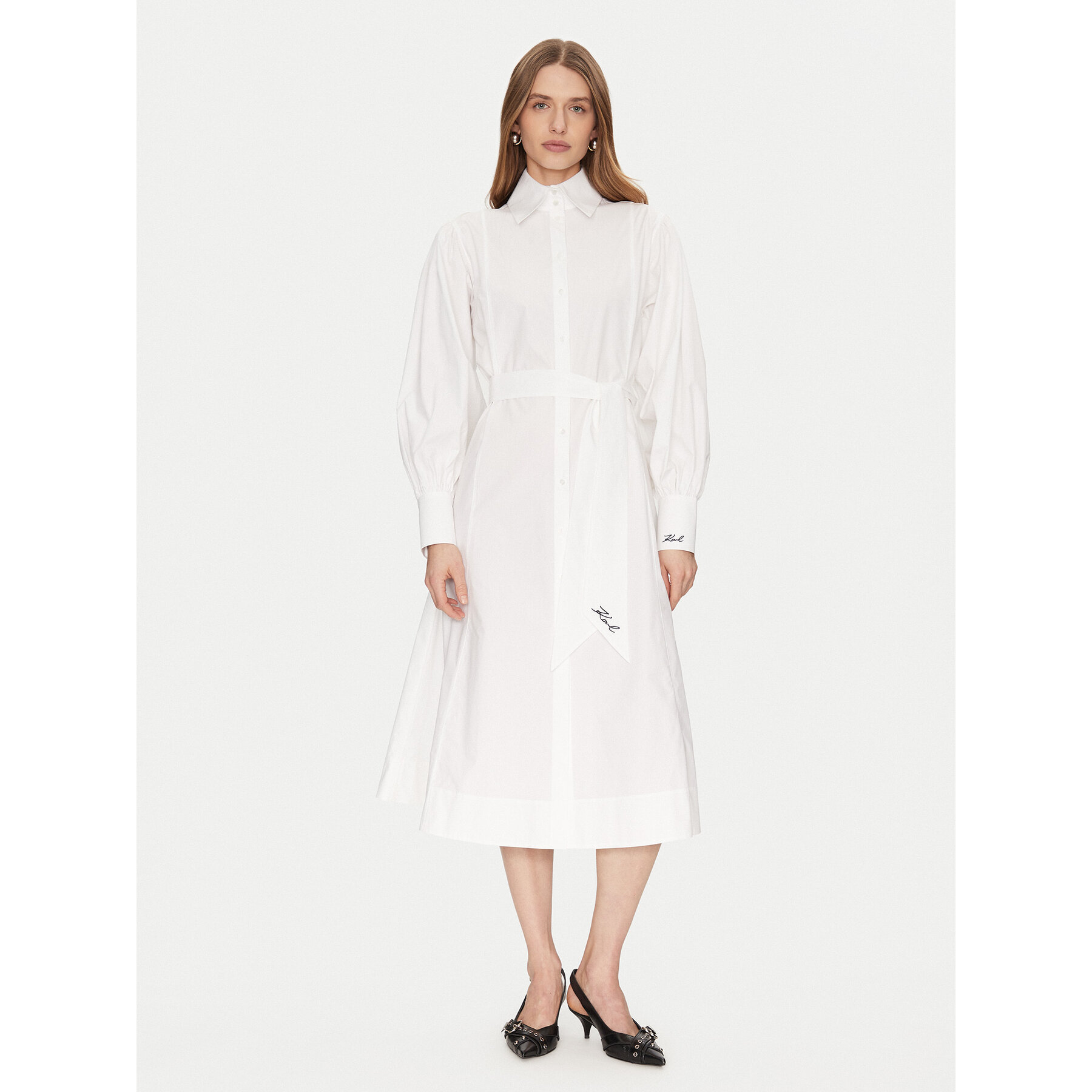 KARL LAGERFELD Hemdkleid A1W13018 Weiß Regular Fit