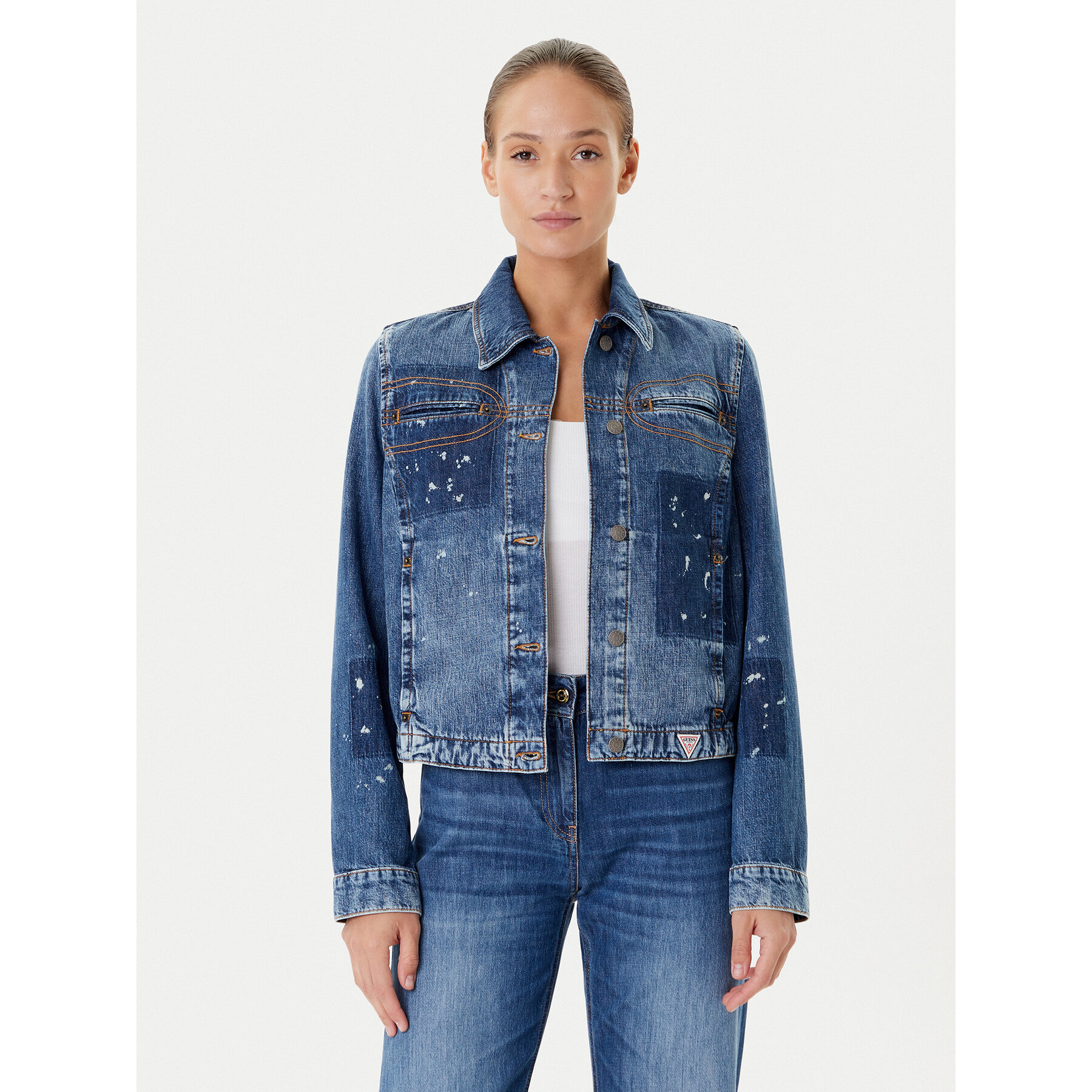 Guess Guess Τζιν μπουφάν W5YN69 D5R01 Σκούρο μπλε Regular Fit