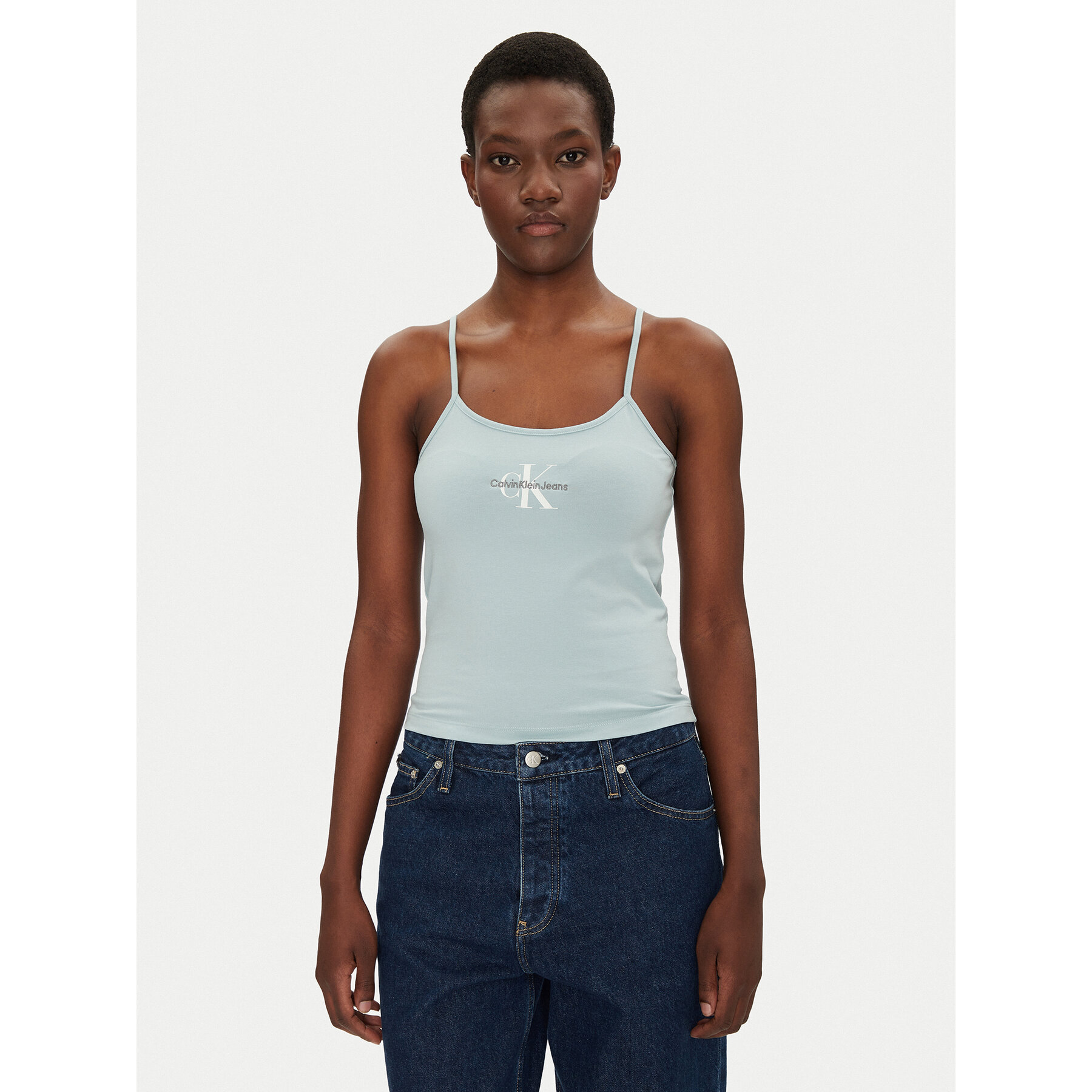 Calvin Klein Jeans Top Monologo J20J223105 Blu Slim Fit