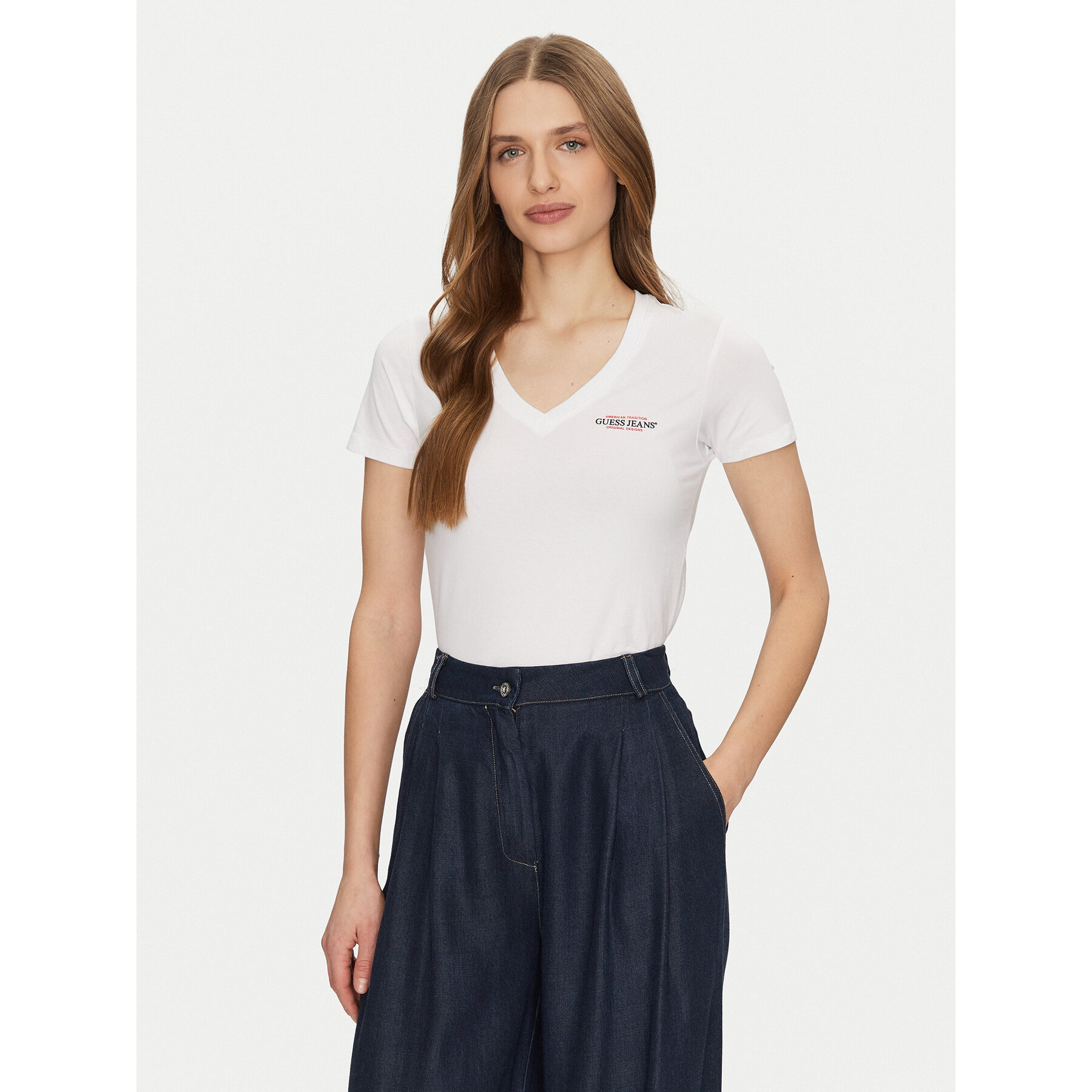 Guess Jeans T-Shirt W4YI23 J1314 Λευκό Slim Fit