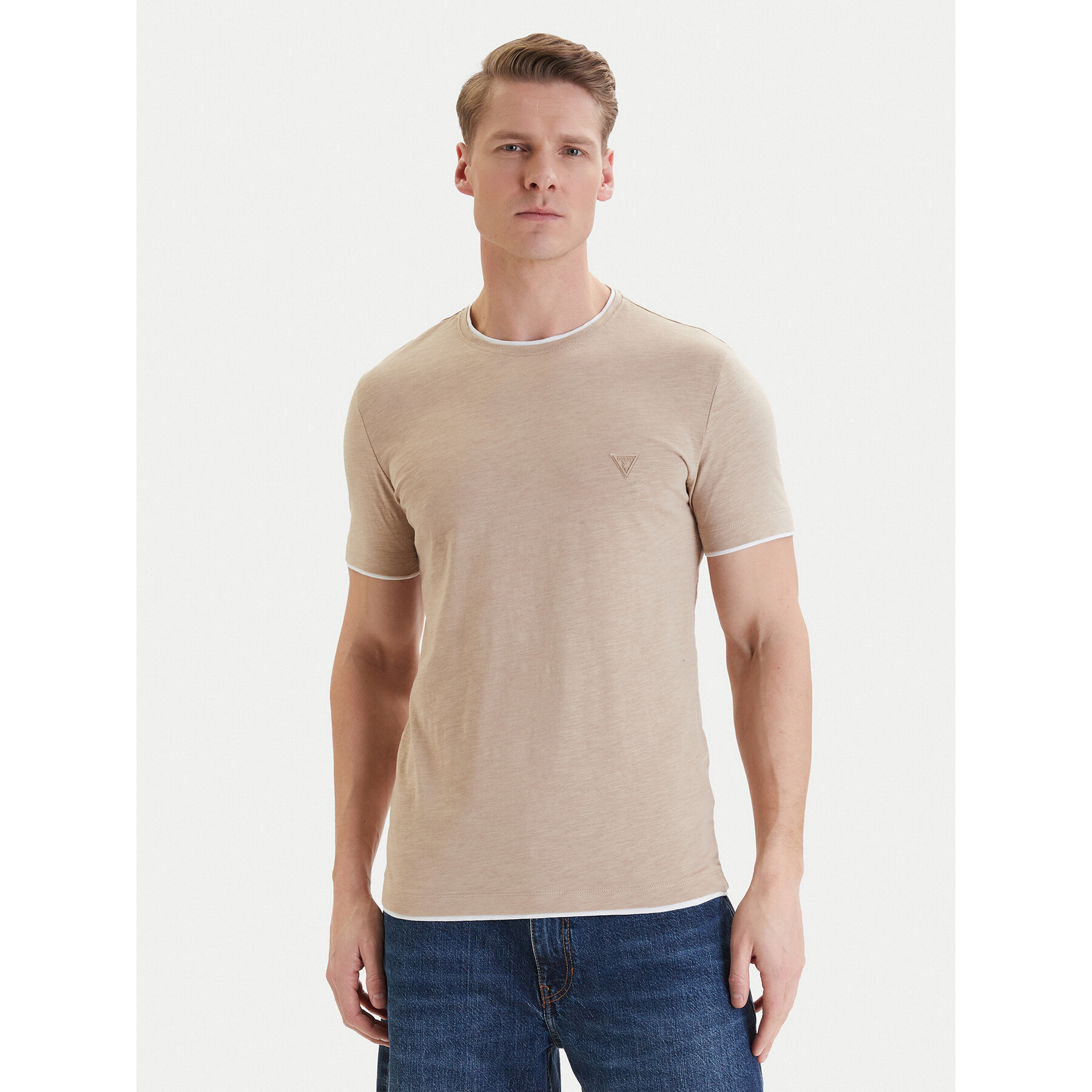 Guess T-Shirt F6GI06 K6XN4 Μπεζ Slim Fit