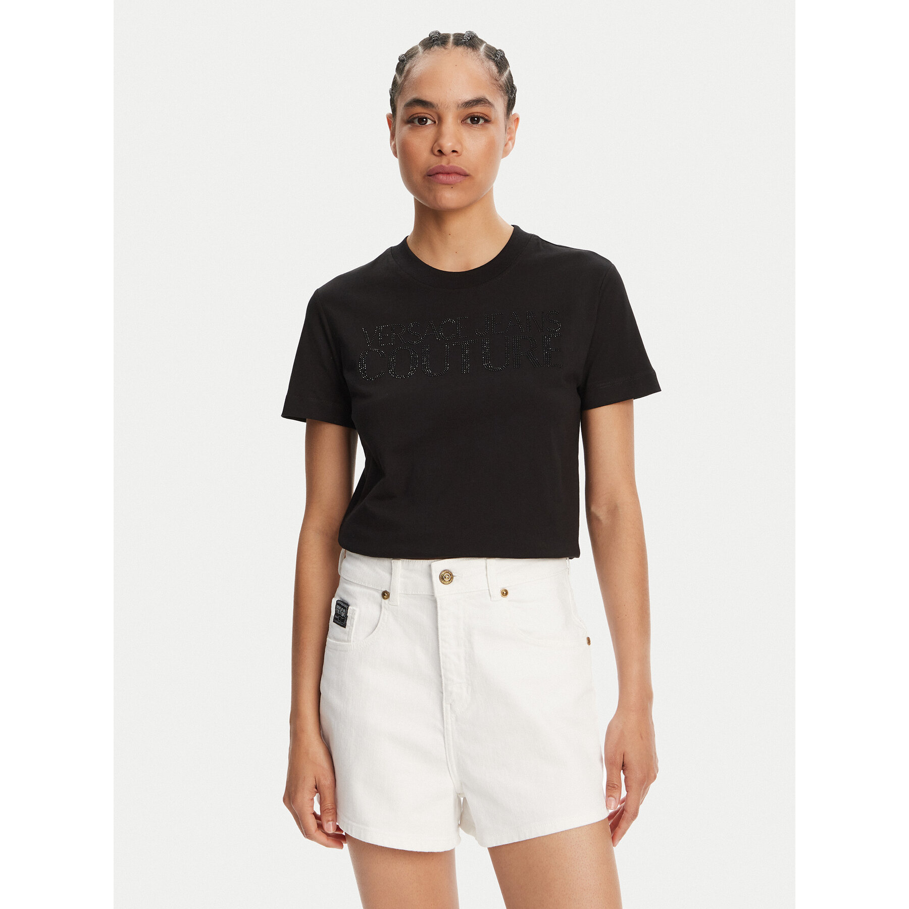 Versace Jeans Couture Póló 78HAHS04 Fekete Regular Fit