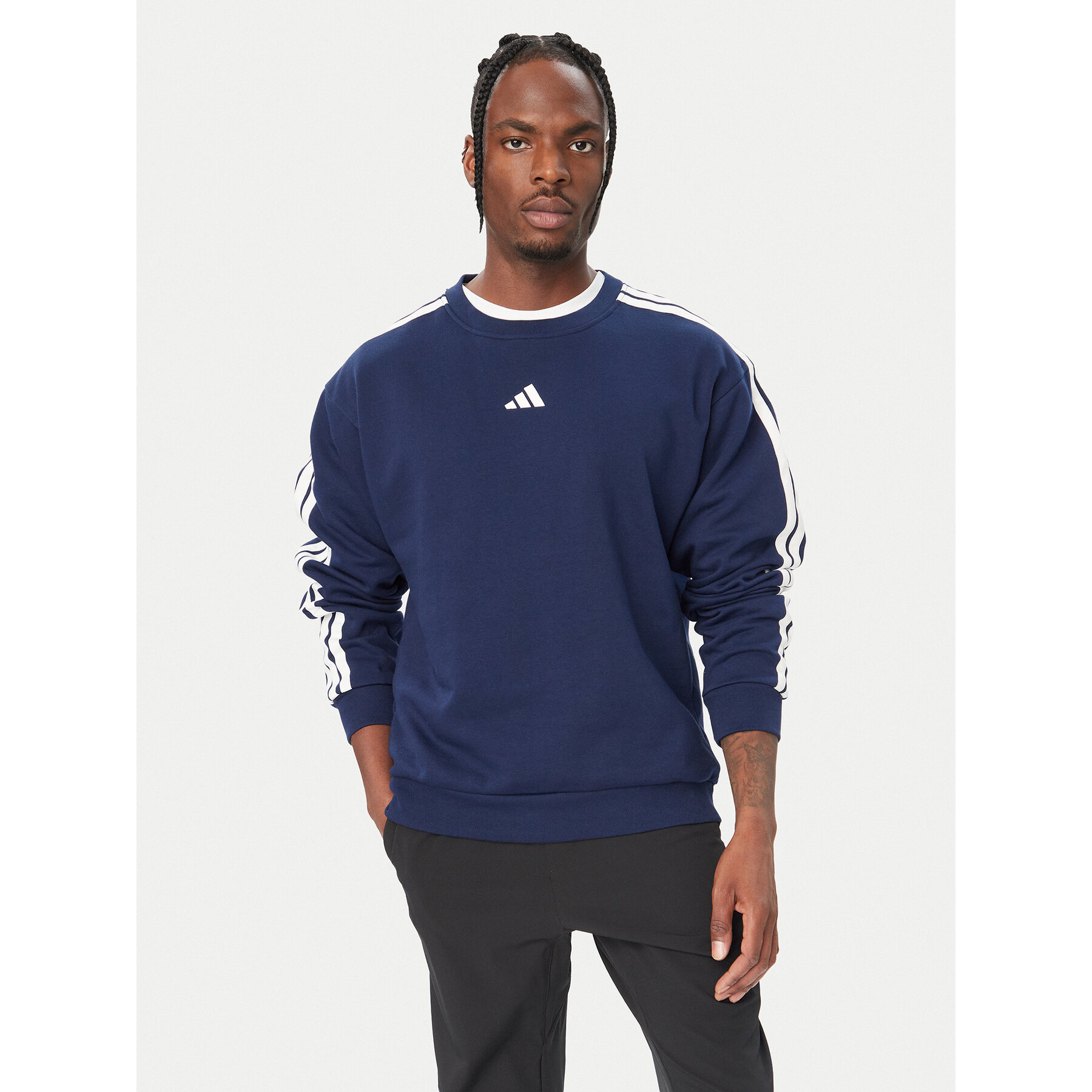 adidas Sweatshirt Essentials 3-Stripes Fleece KY4163 Blau Regular Fit
