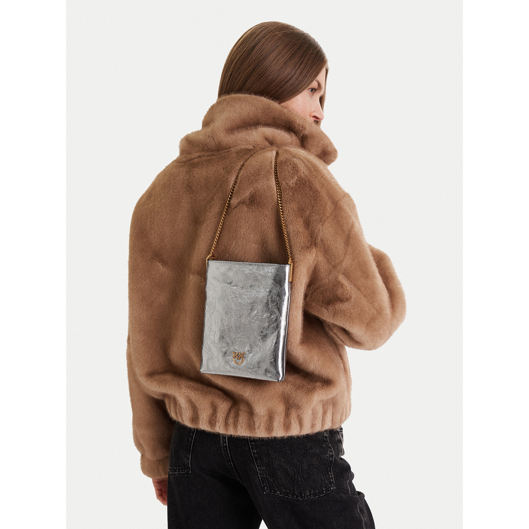 Geantă PINKO Flat Satchel AI 25-26 PCPL 105352 A2OT Argintiu