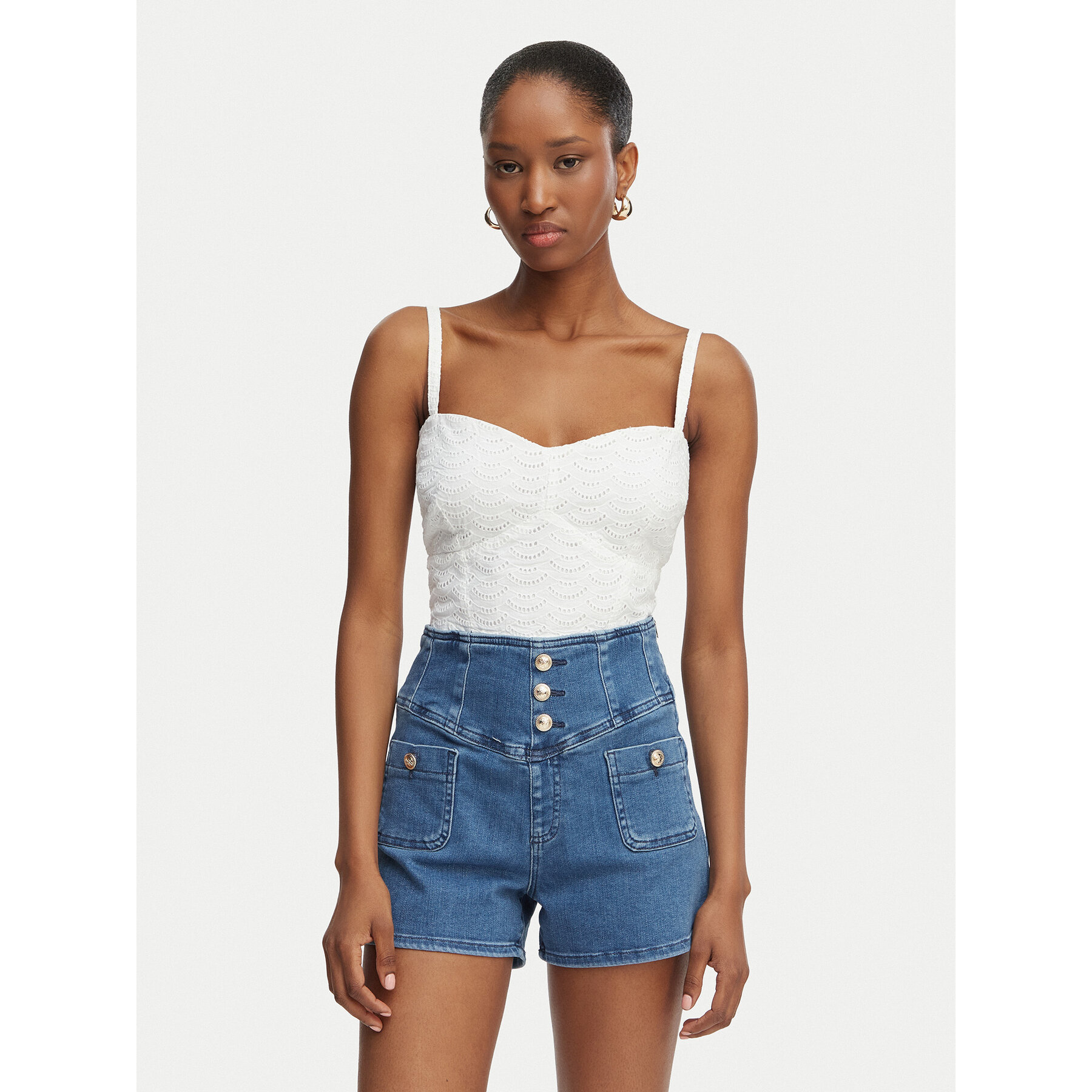 Guess Τοπ W6GH47 W1880 Λευκό Classic Fit