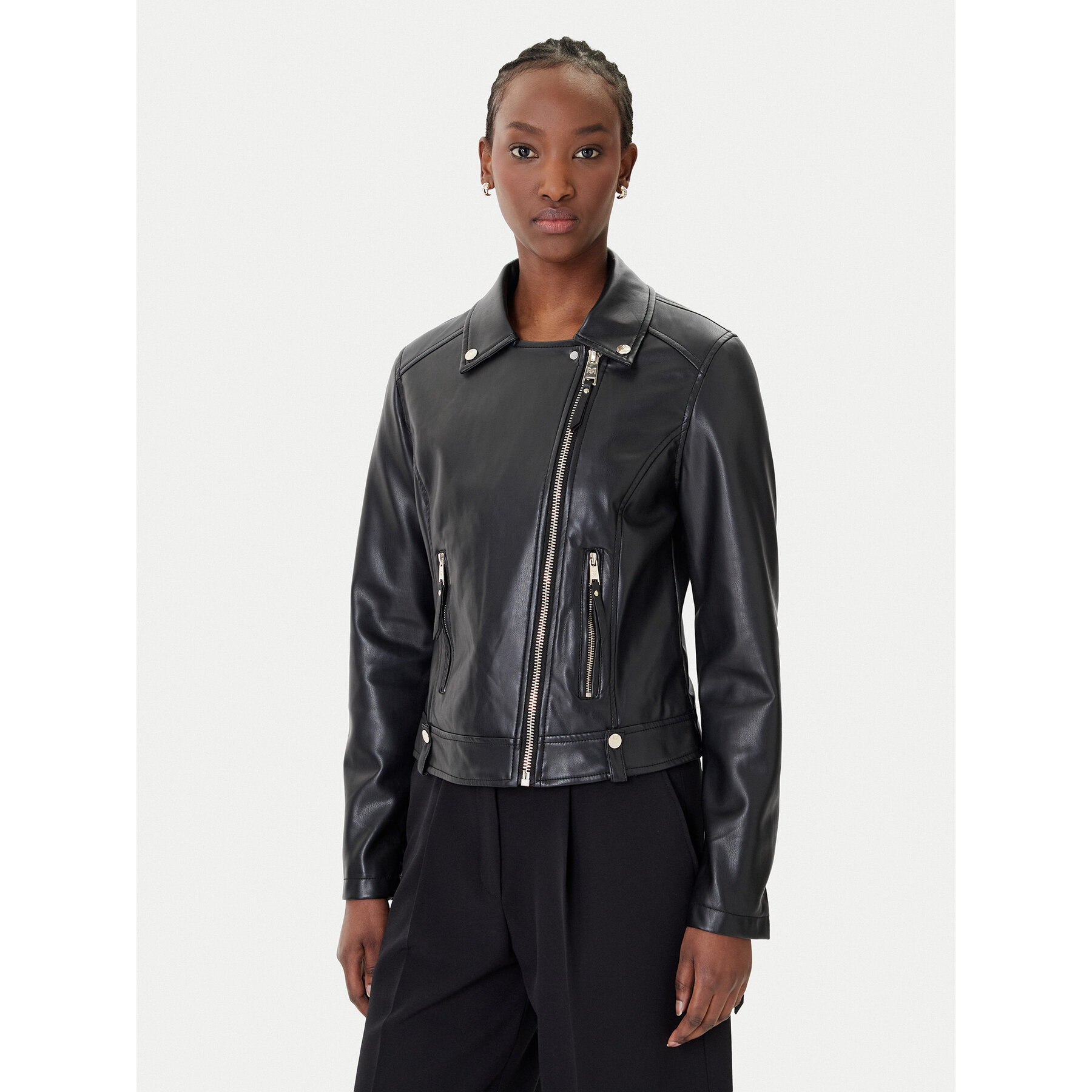 Rinascimento Jacke aus Kunstleder CFC0124666003 Schwarz Regular Fit