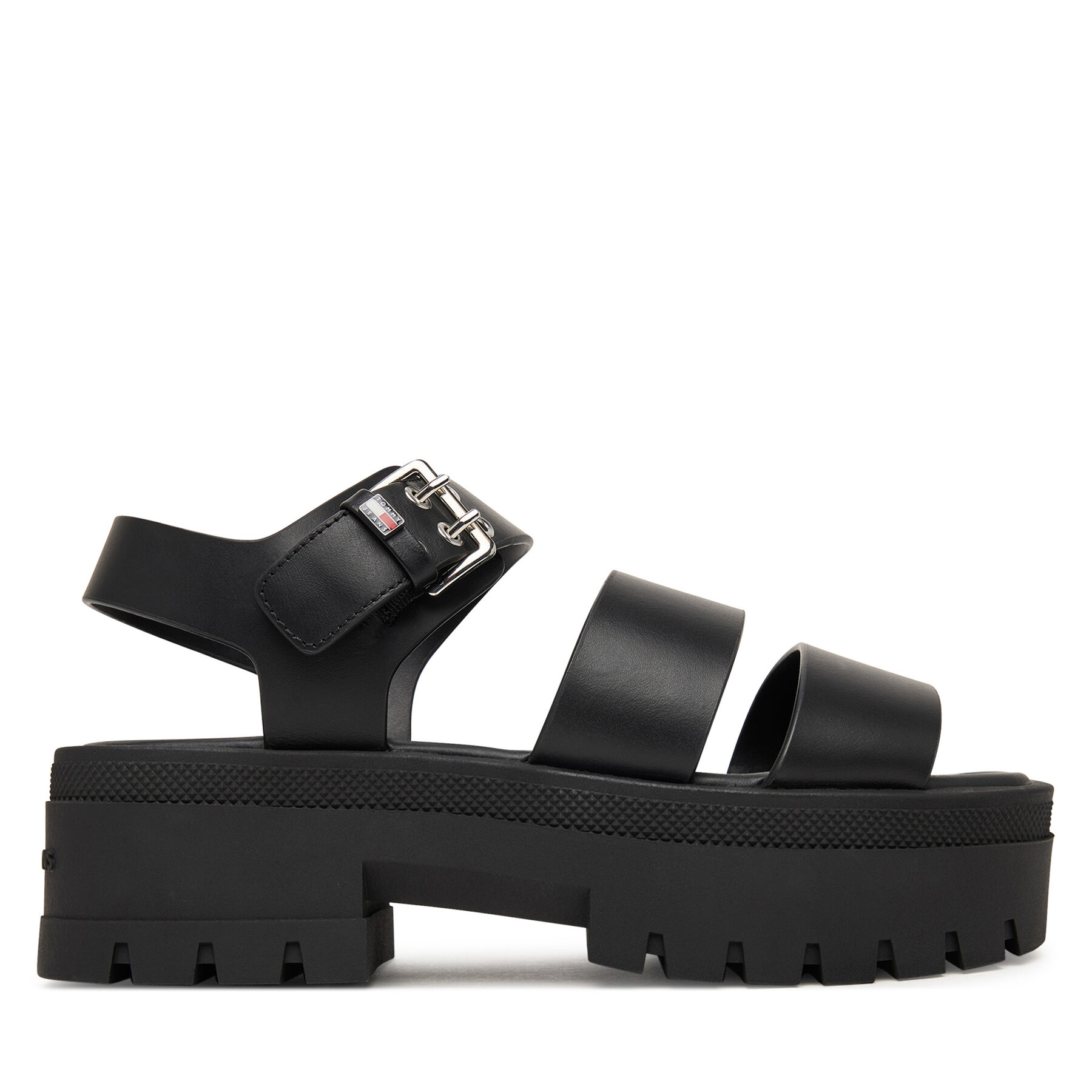 Sandále Tommy Jeans Tjw Straps Leather Max Sandal EN0EN02944 Čierna