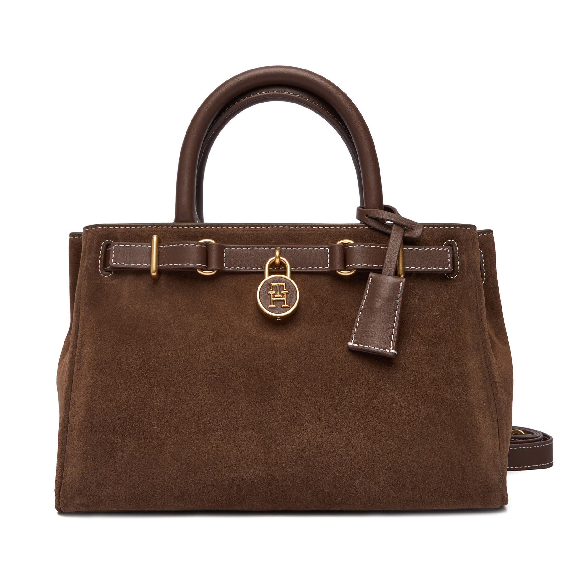 Borsetta Tommy Hilfiger American Icon Mini Tote Suede Le AW0AW18202 Marrone