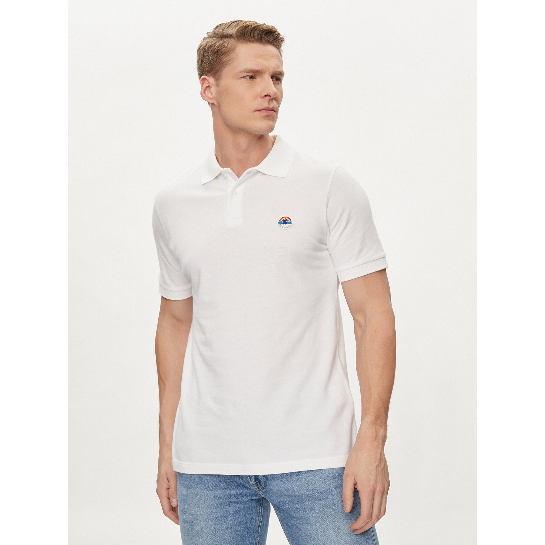 Save The Duck Polo marškinėliai Ovidio DR1213M-BATE18 Balta Regular Fit