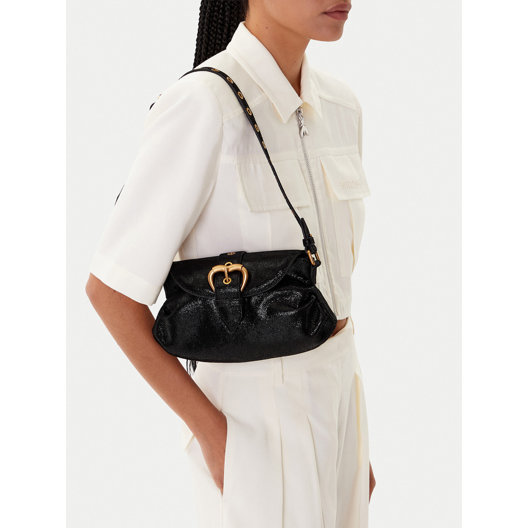 Geantă PINKO Jolene Shoulder Mini PE 25 PLTT 102802 A27K Negru