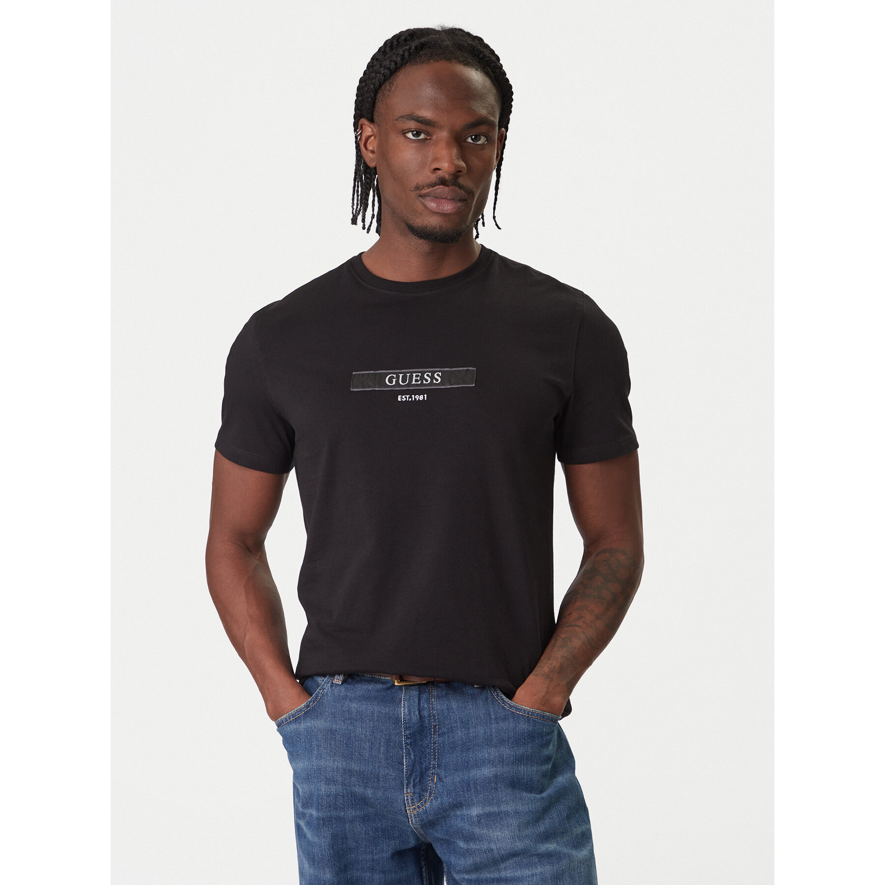 Guess T-Shirt M6RI17 J1314 Μαύρο Slim Fit