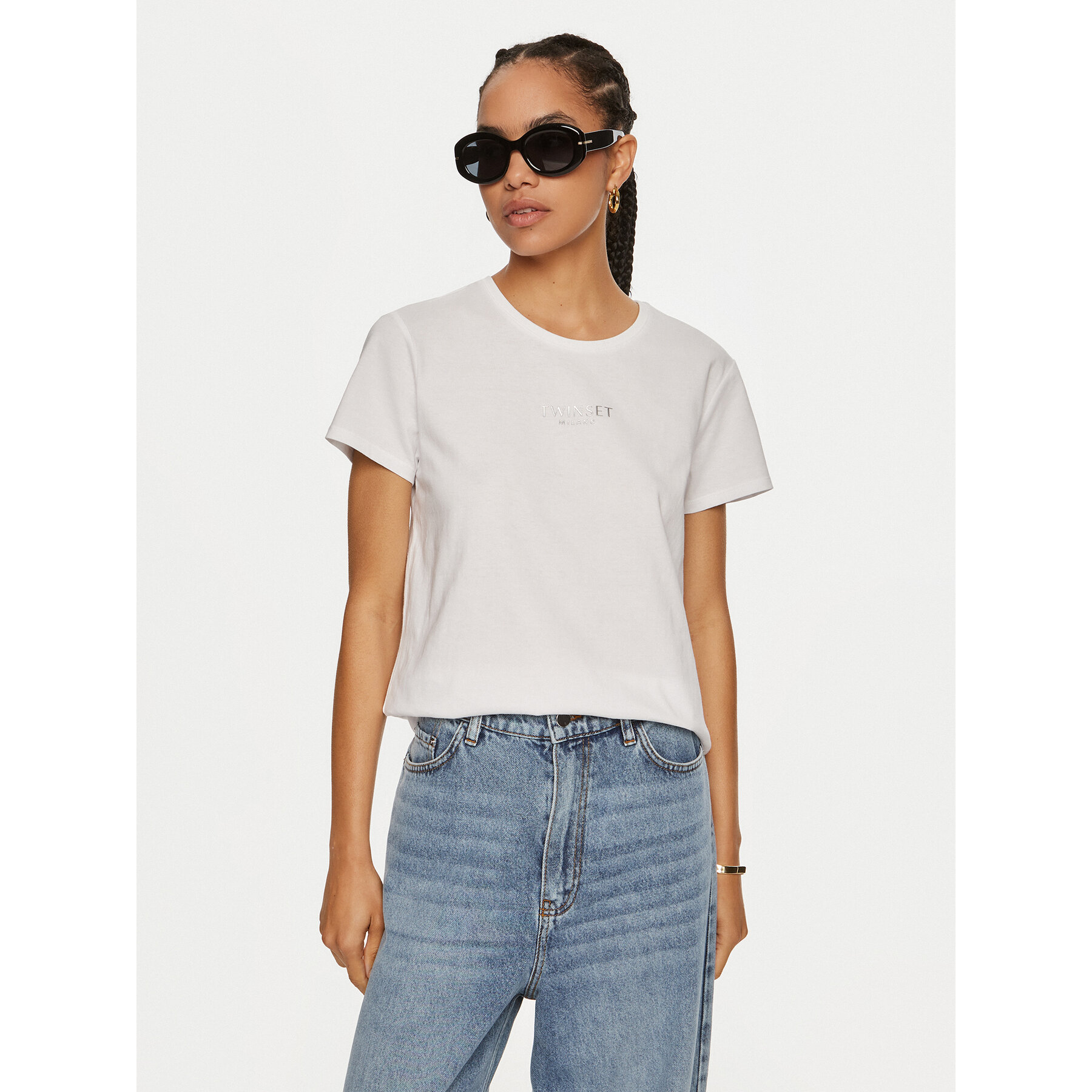TWINSET Póló 242TP2321 Fehér Relaxed Fit