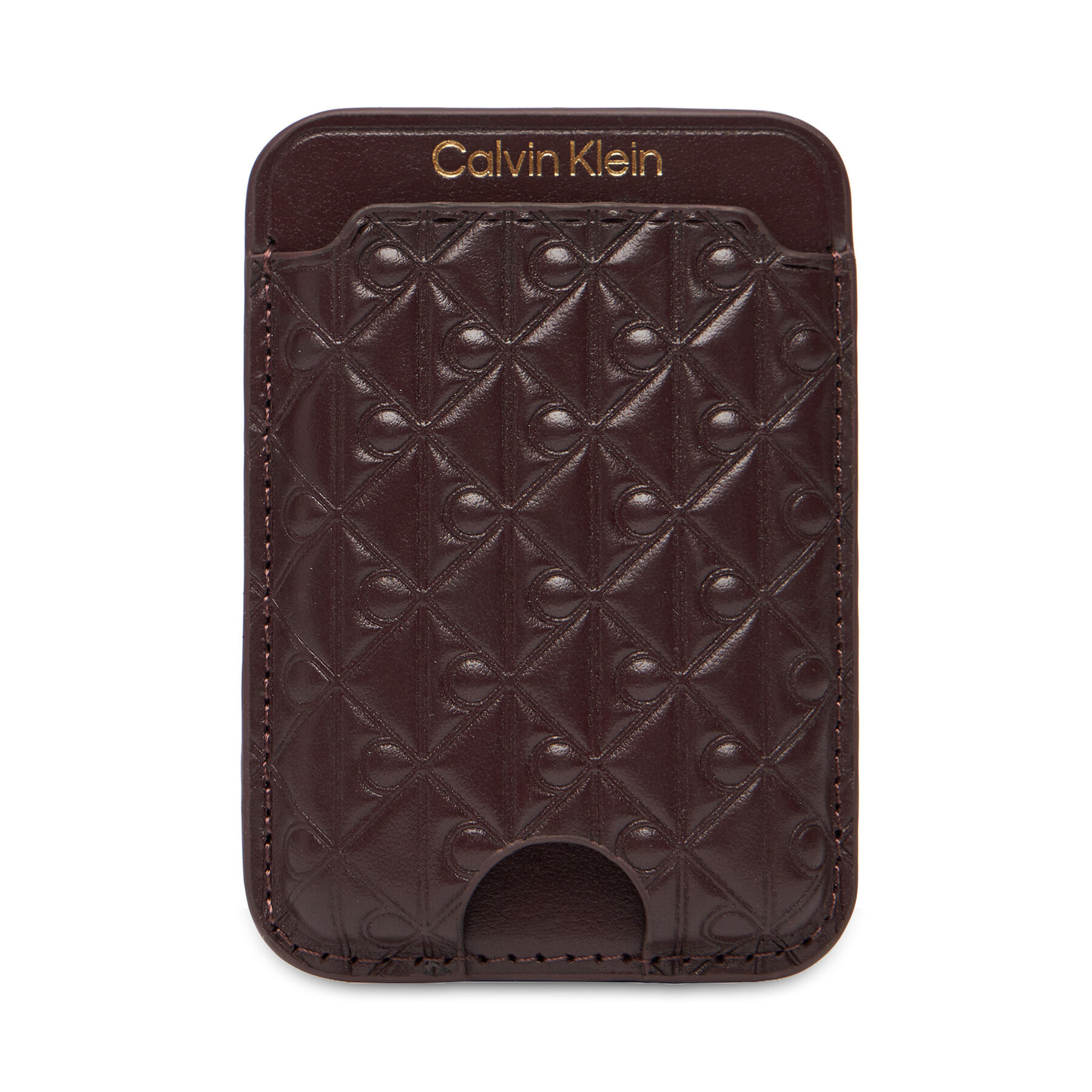 Puzdro na kreditné karty Calvin Klein Aop Leather Magnetic Card Case LV04F1100G Bordová