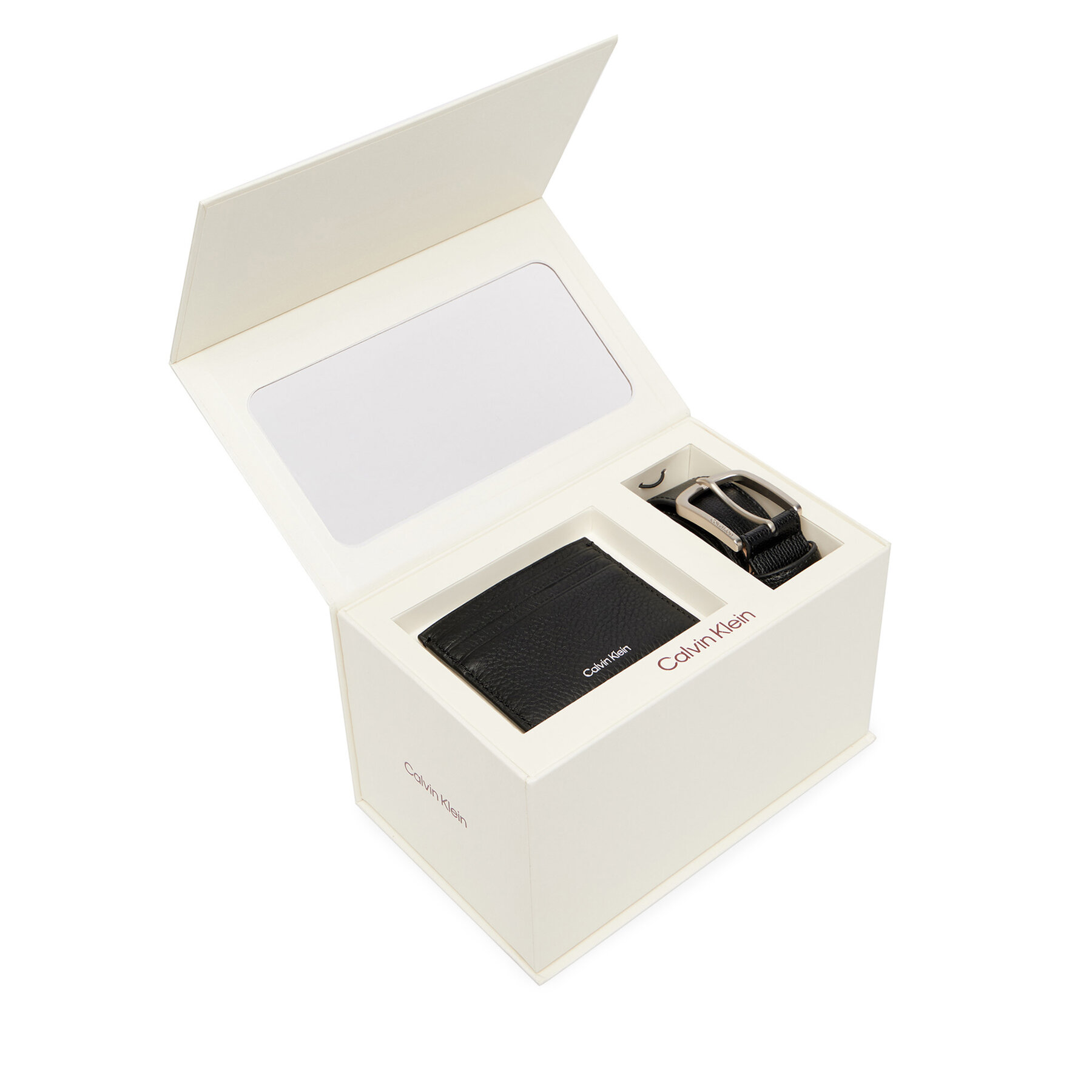 Set futrola za kartice i remen Calvin Klein Foil Emboss Cardholder   Belt LV04D0020G Crna