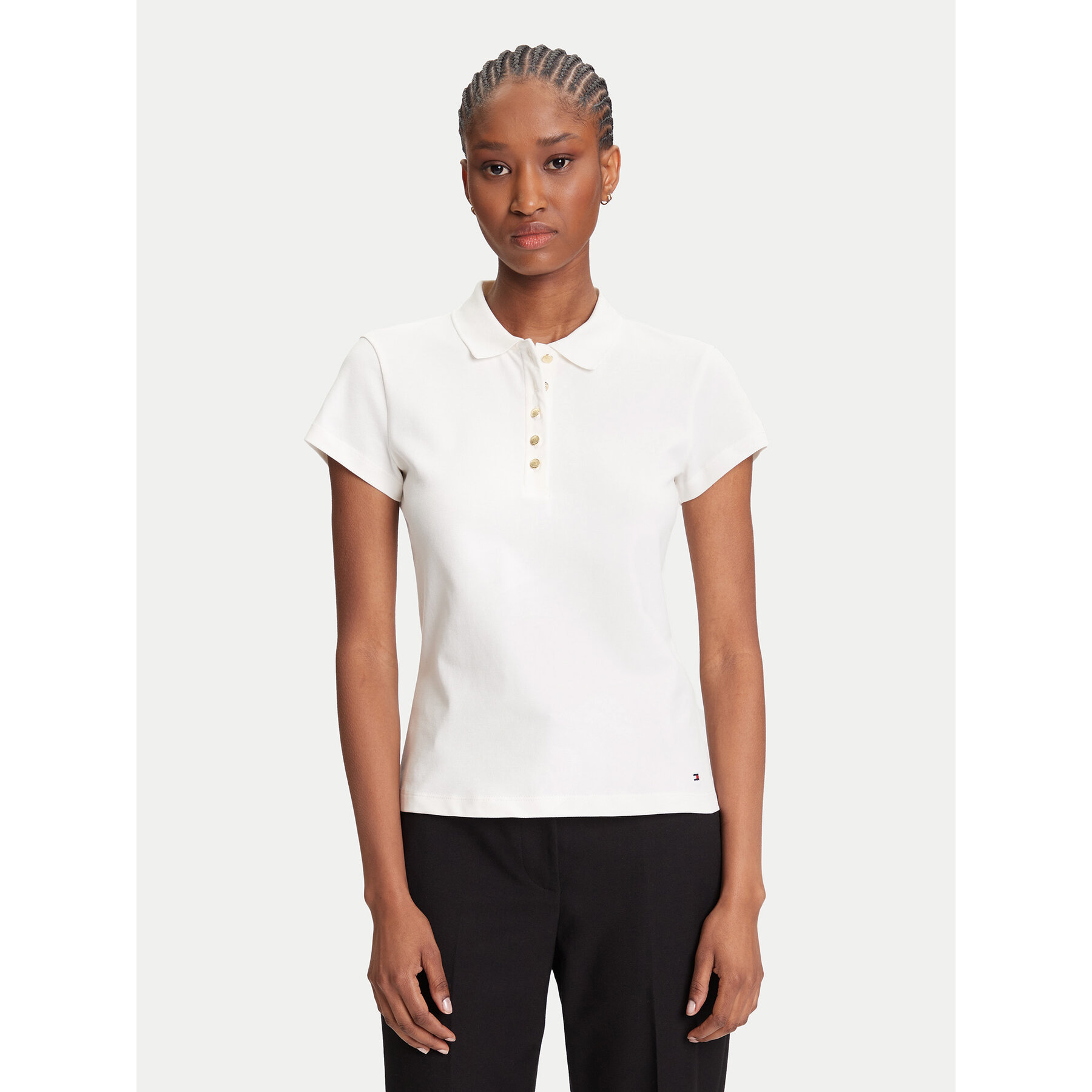 Tommy Hilfiger Tommy Hilfiger Polo Gold Button WW0WW45768 Εκρού Slim Fit