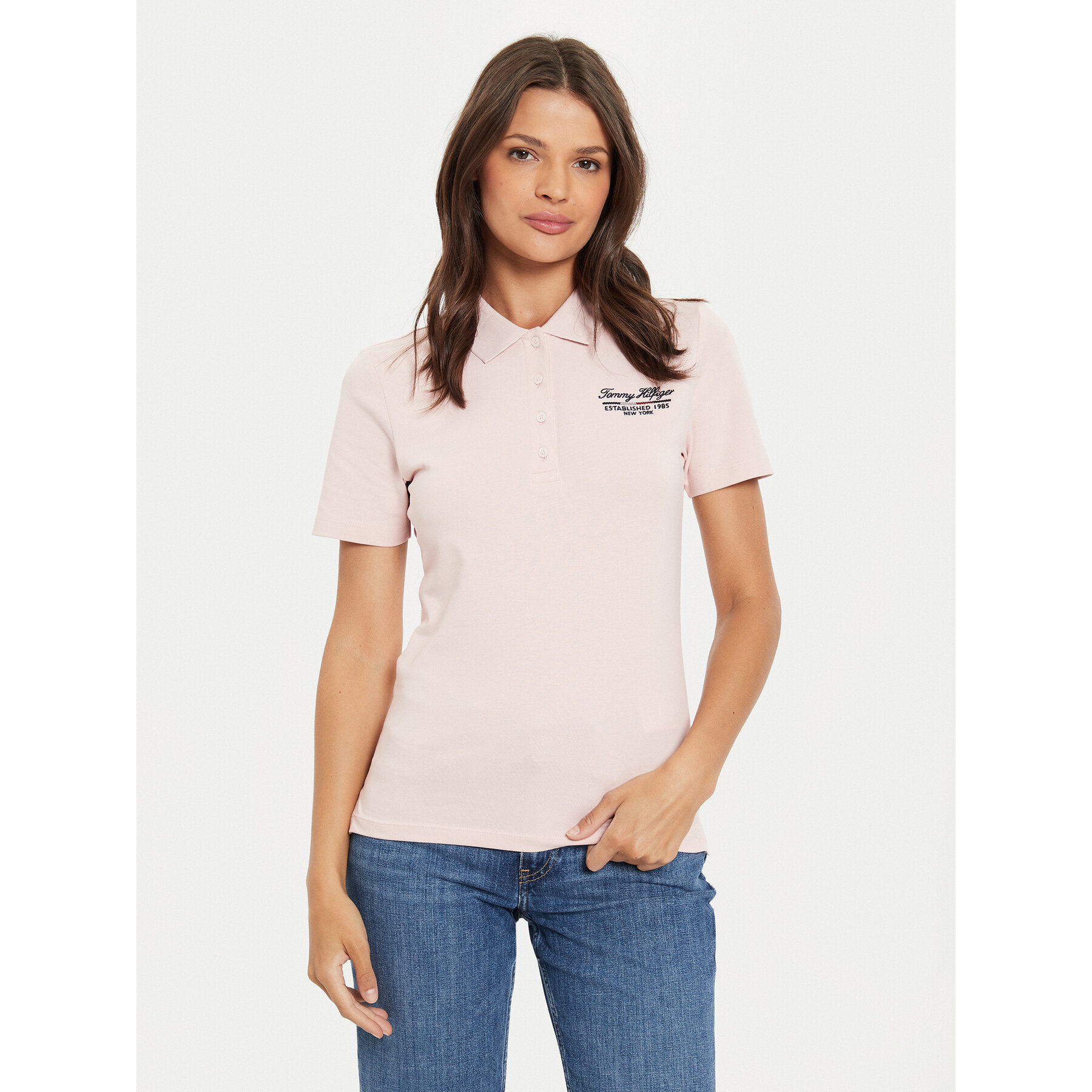 Tommy Hilfiger Tommy Hilfiger Polo Script WW0WW43624 Ροζ Slim Fit