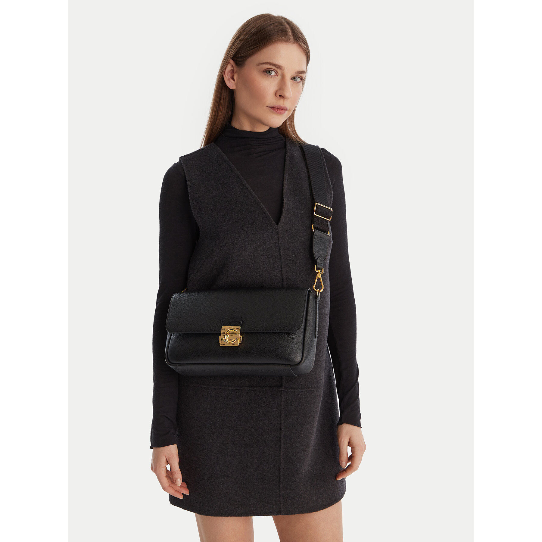 Geantă Coccinelle U4K Coccinelle C-Me Lock E1 U4K 12 01 01 Negru