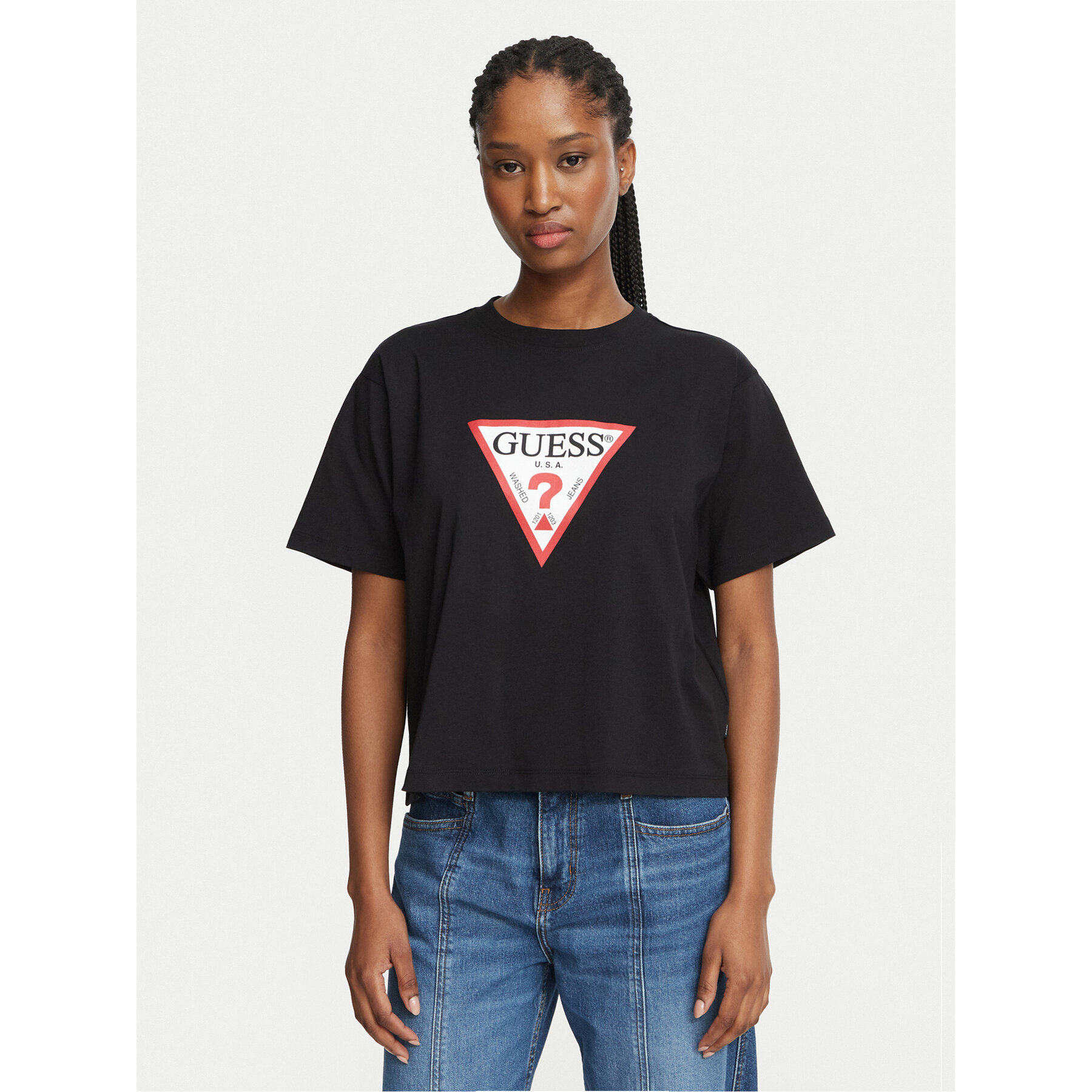 Guess Jeans T-shirt W4YI73 K8HM0 Crna Regular Fit