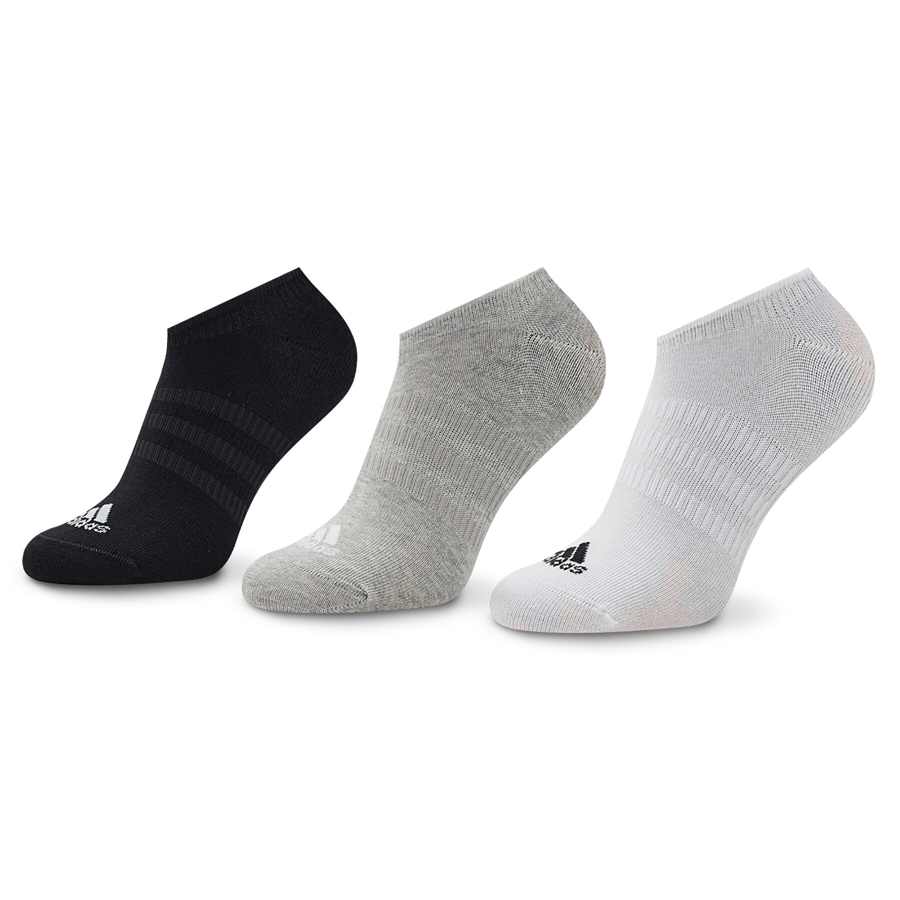 Unisex trumpų kojinių komplektas (3 poros) adidas Thin And Light IC1328 Medium Grey Heather/White /Black