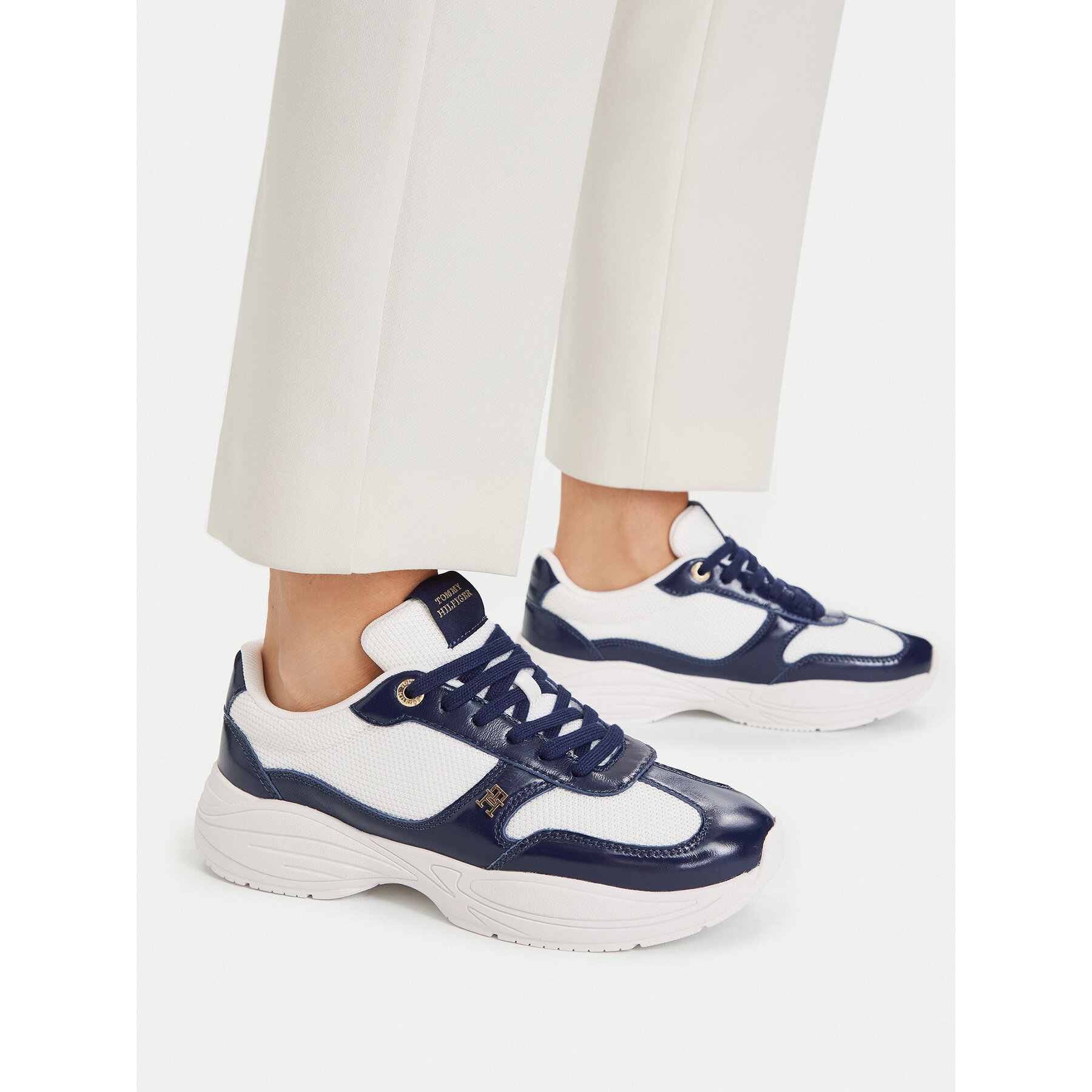 Sneakers Tommy Hilfiger Modern Runner Shiny Leather FW0FW09413 Bleumarin