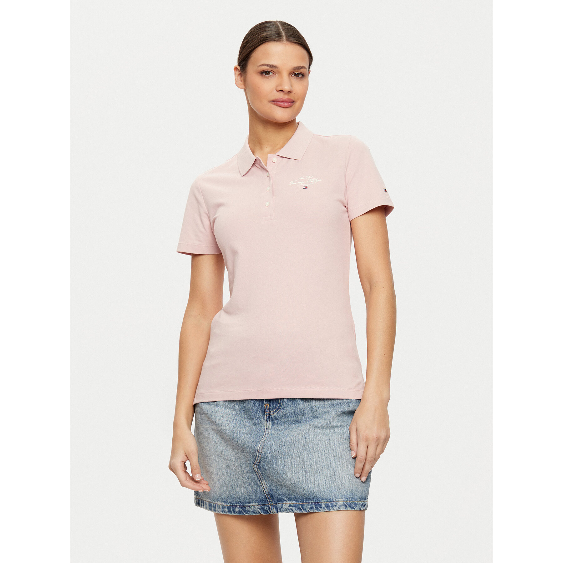 Tommy Hilfiger Polo majica WW0WW43930 Roza Slim Fit