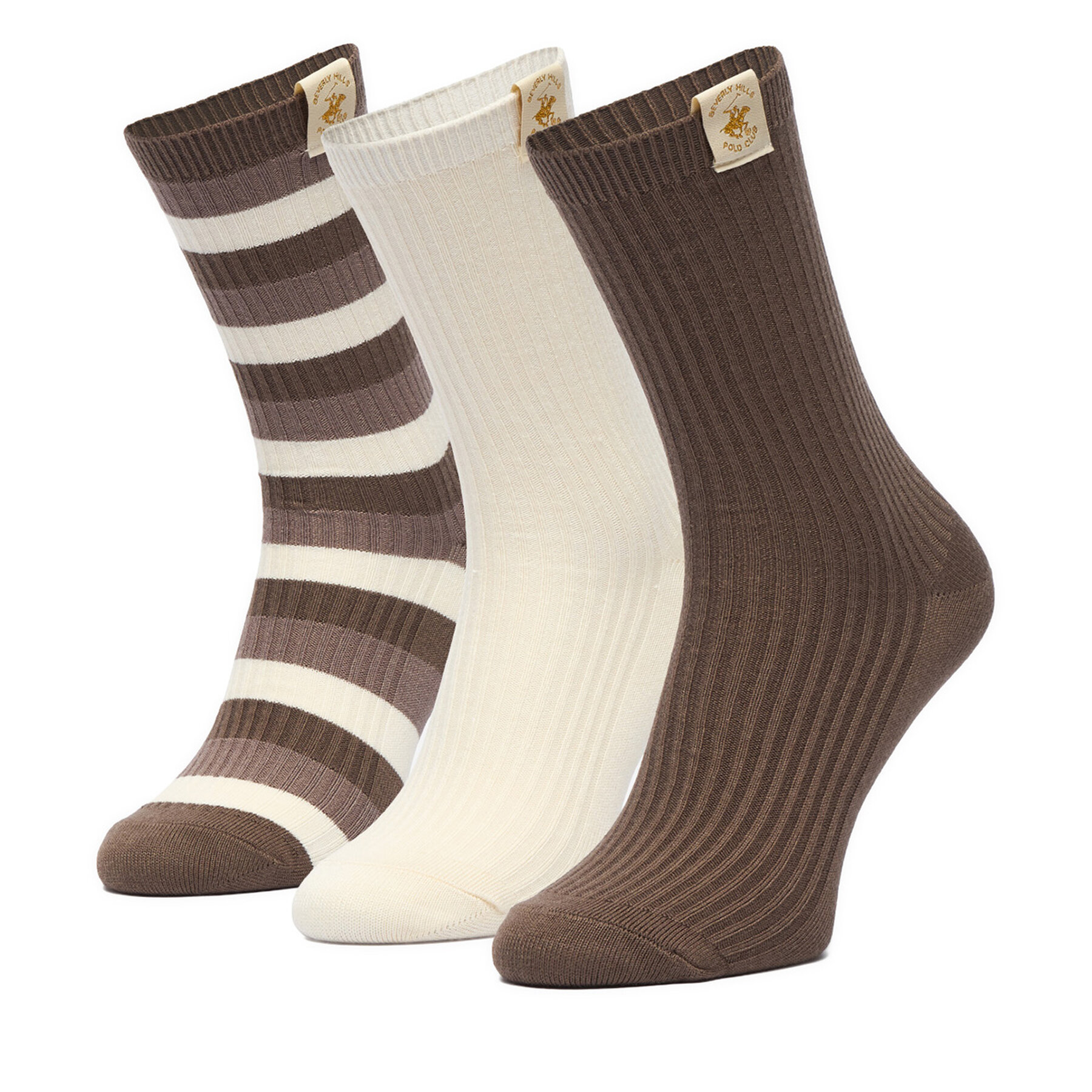 Duge čarape Beverly Hills Polo Club CEO_LA_BHPC_20260_W_AW25 (3-PACK) Smeđa