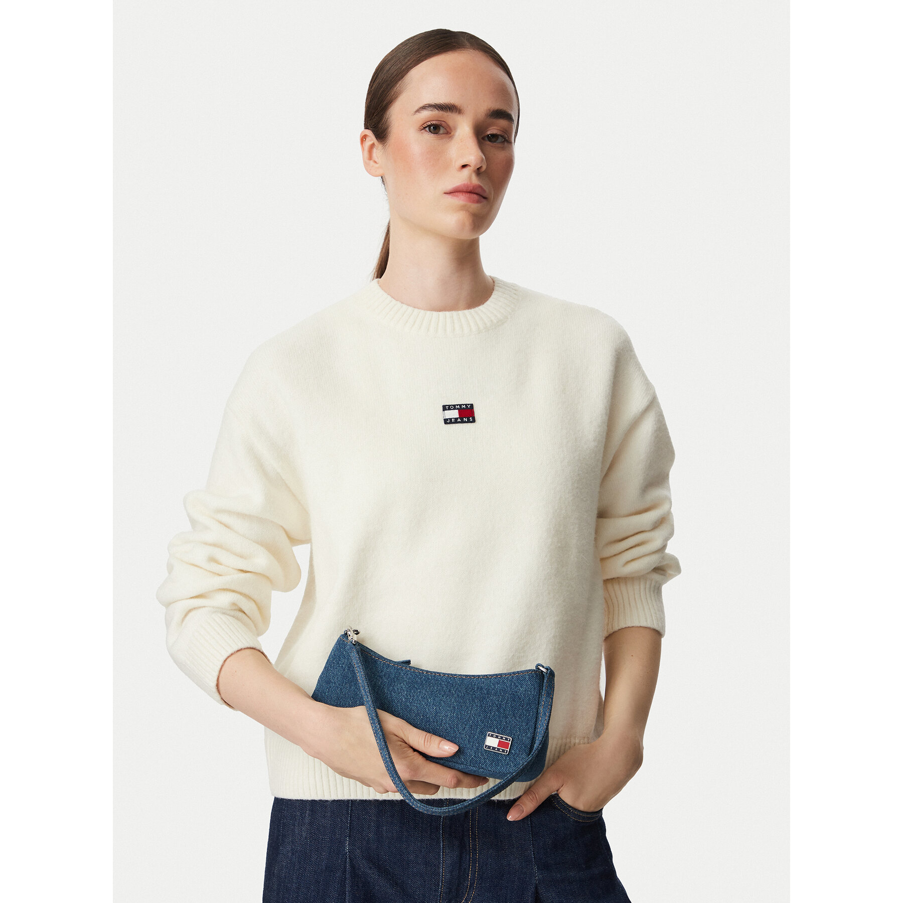 Geantă Tommy Jeans Tjw Cool Denim Shoulder Bag AW0AW19157 Albastru