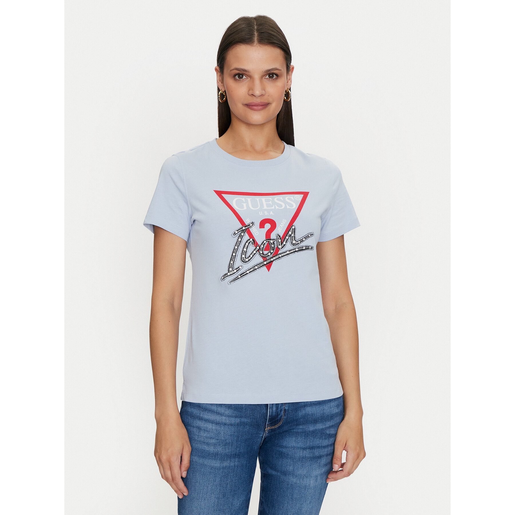 Guess T-Shirt Icon W4YI32 I3Z14 Μπλε Regular Fit