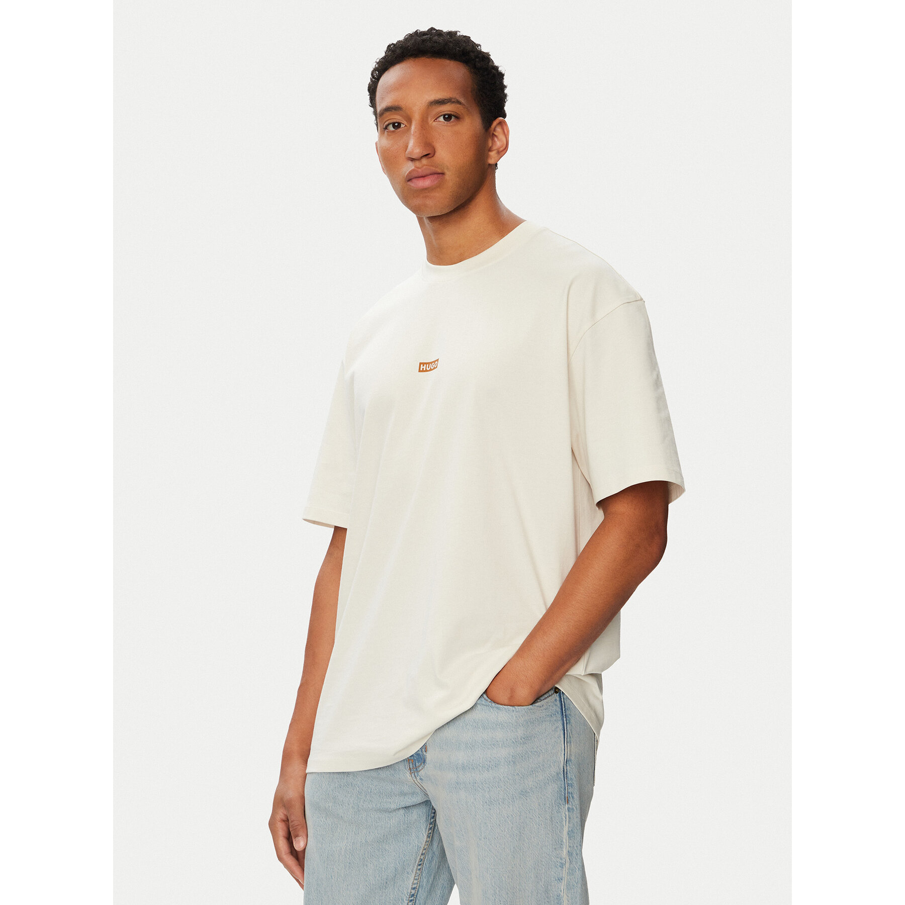 Hugo T-Shirt Nalono 50509776 Creme Loose Fit