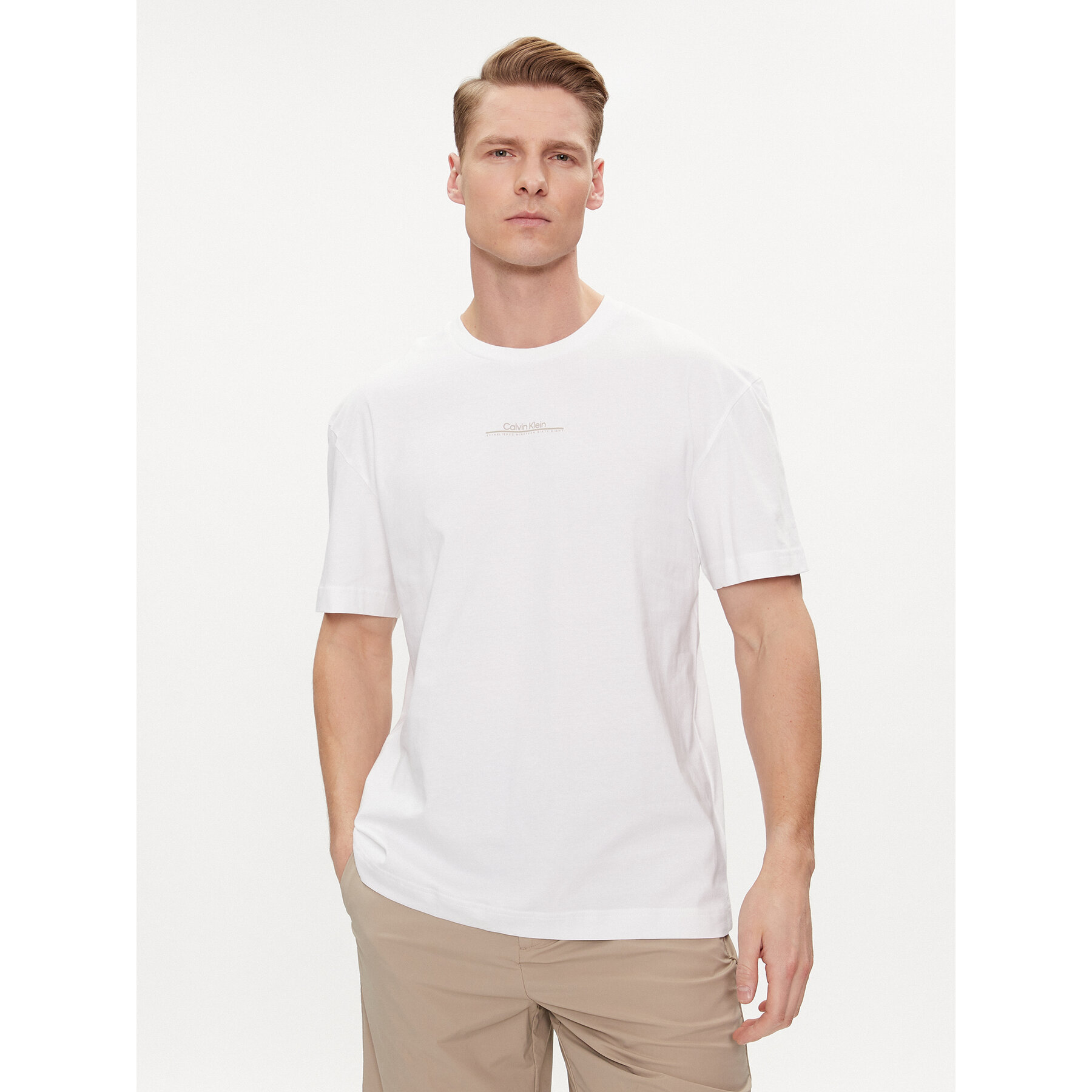 Calvin Klein T-Shirt Linear Back Logo K10K112486 Λευκό Regular Fit