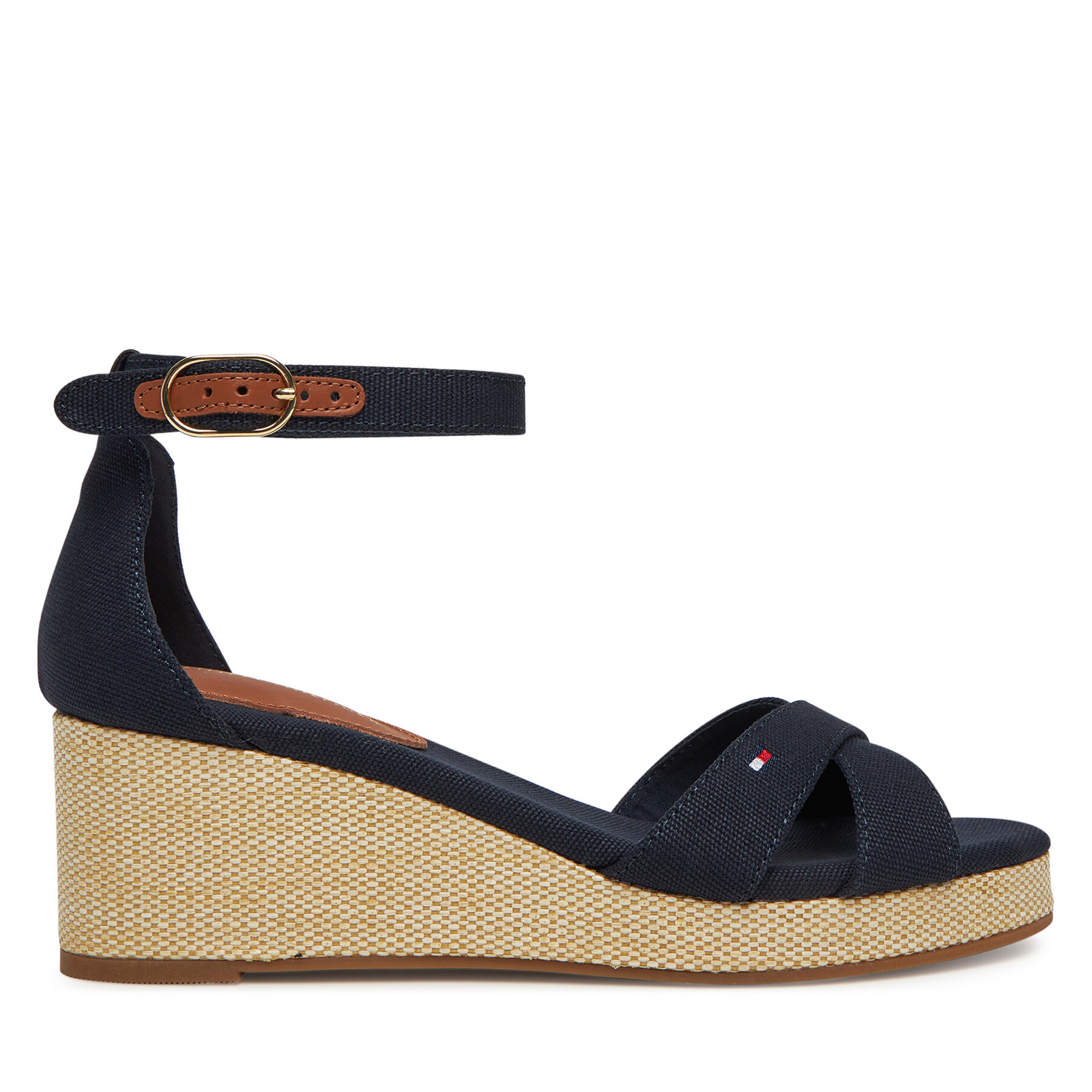 Sandále Tommy Hilfiger Flag Criss-Cros Mid Wedge Espad FW0FW08481 Tmavomodrá