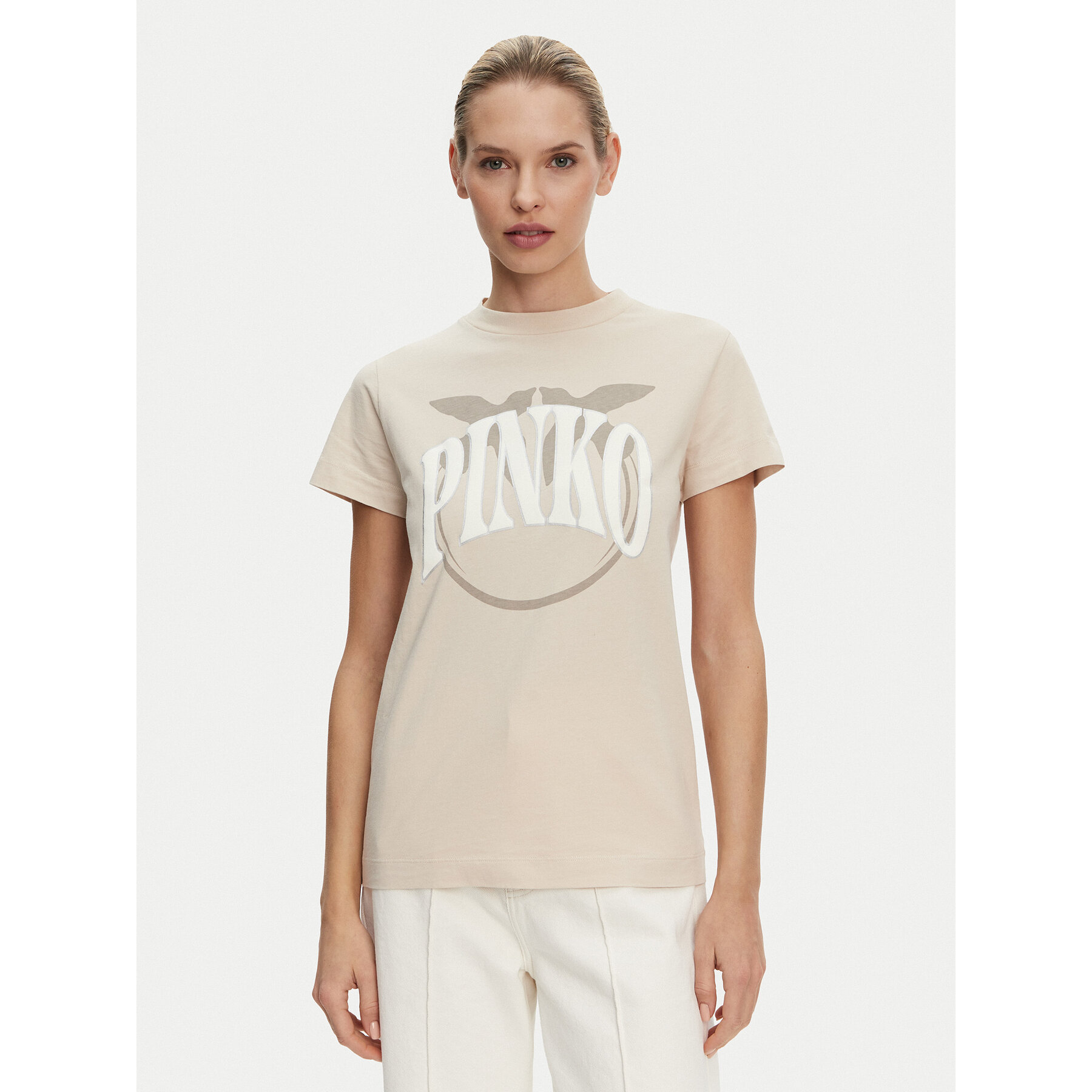 PINKO T-Shirt Start 101752 A2CT Μπεζ Regular Fit