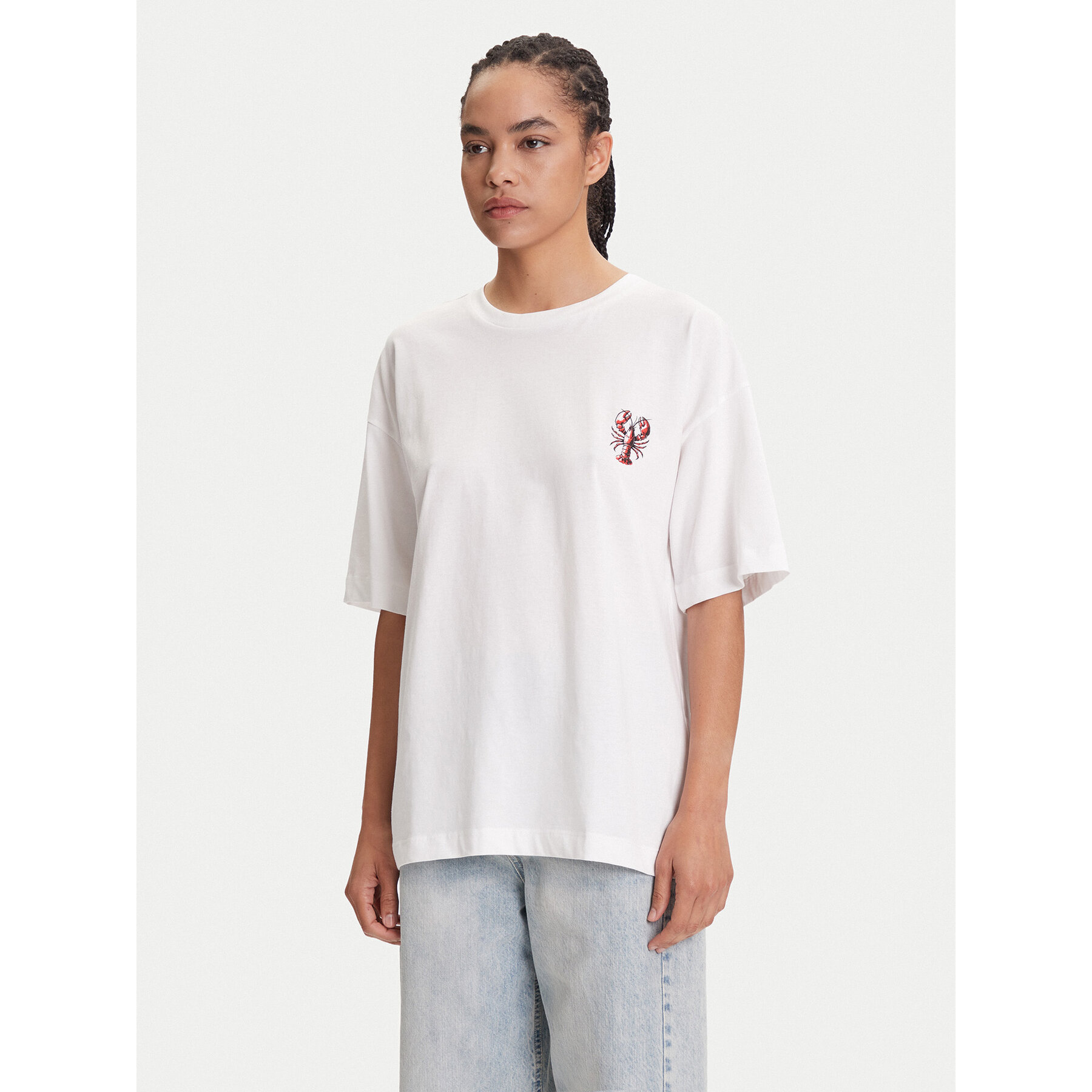 Pieces T-shirt Tobster 17160811 Bianco Oversize