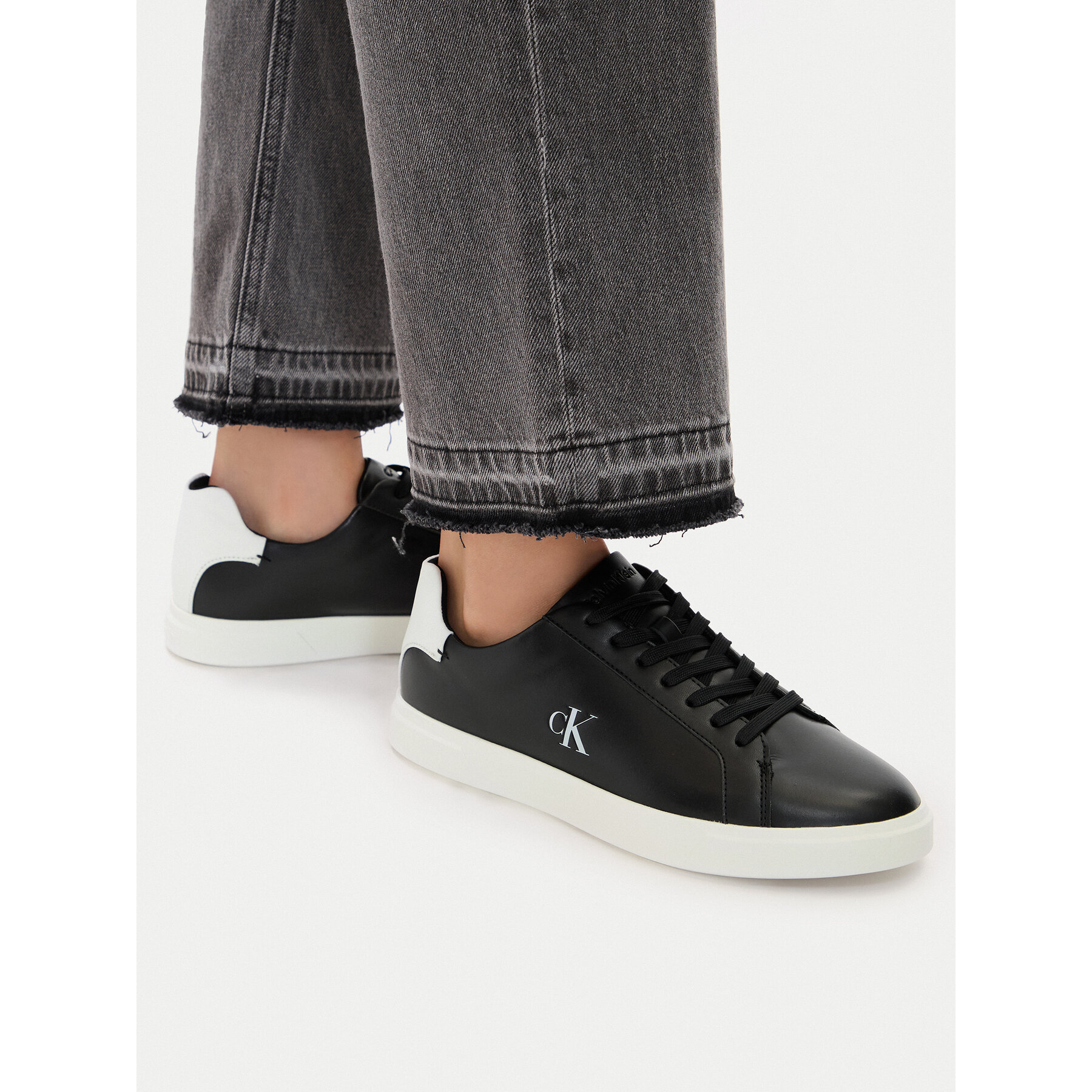 Sneakers Calvin Klein Low Pro Cup Laceup Lth Moire HW0HW02845 Negru