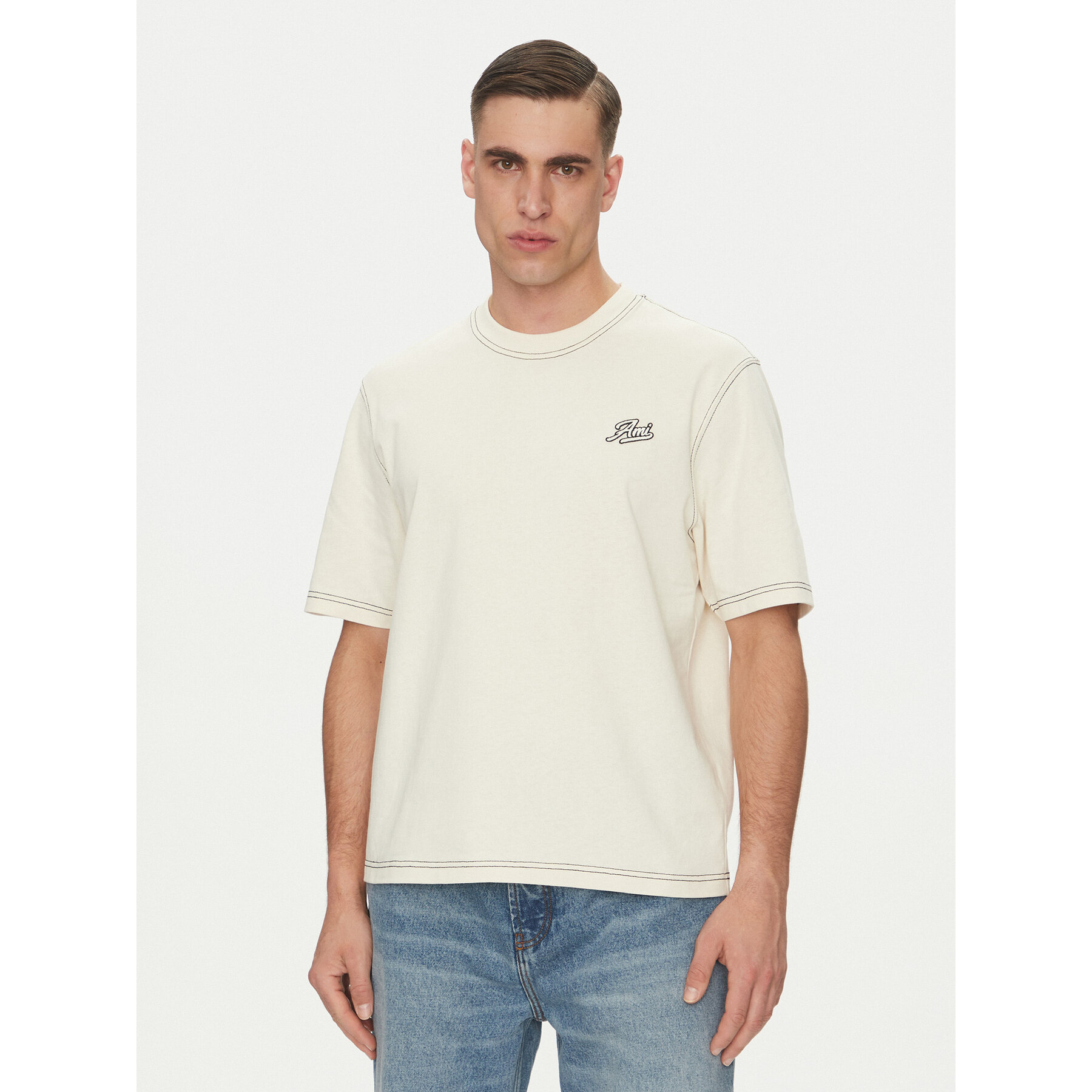 AMI Paris T-shirt HTS029.JE0118 Beige Regular Fit