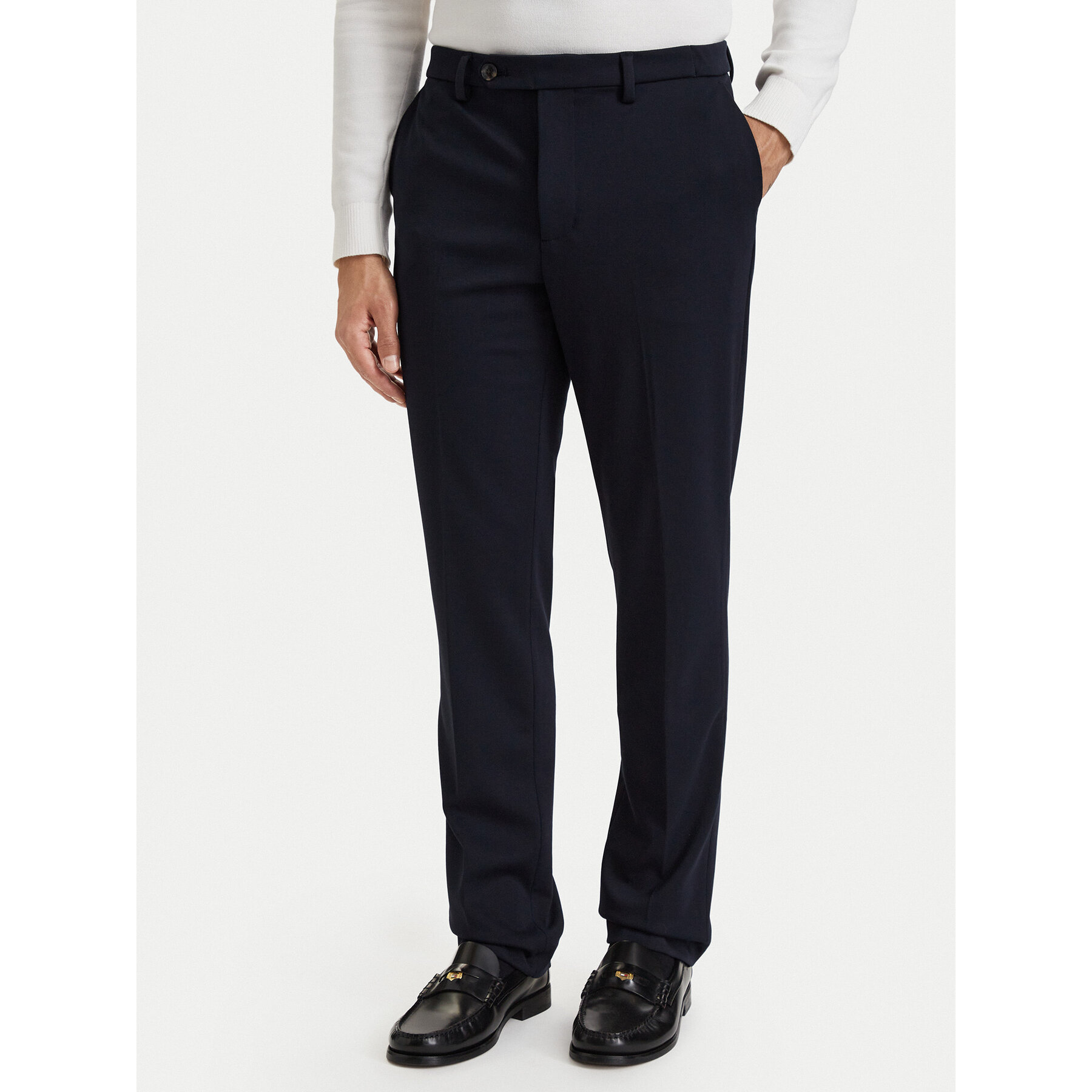 Tommy Hilfiger Stoffhose Punto Milano MW0MW44869 Dunkelblau Straight Fit