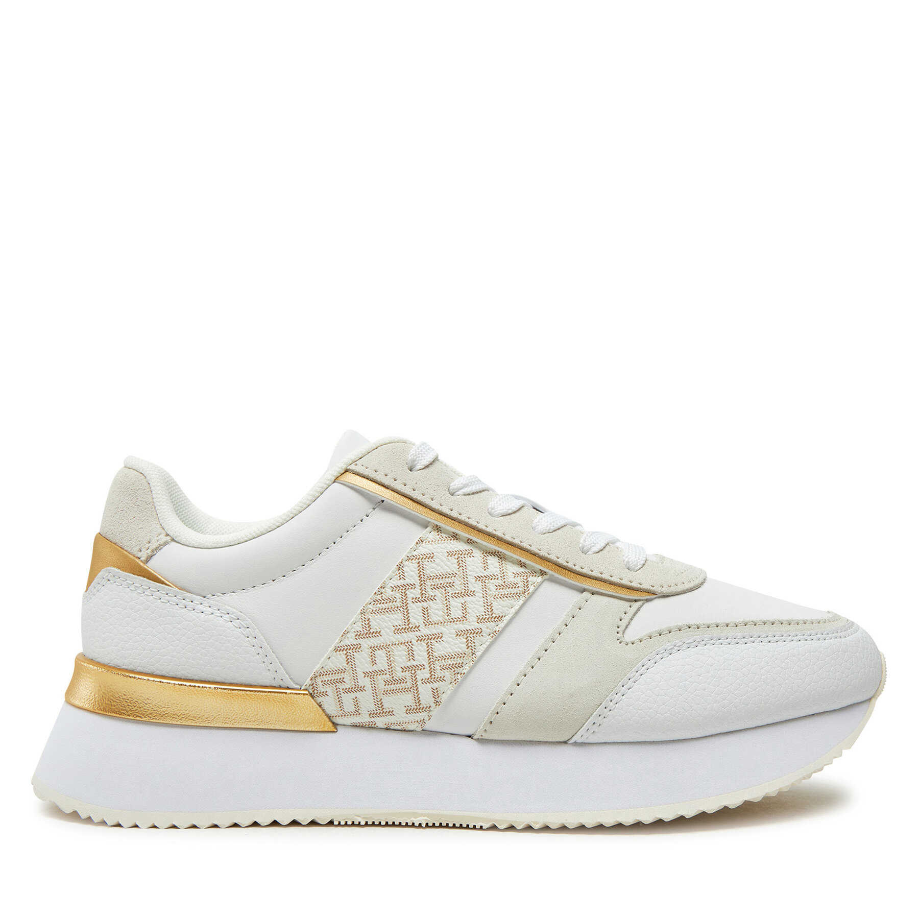 Sneakersy Tommy Hilfiger Lux Monogram Runner FW0FW08387 Biela