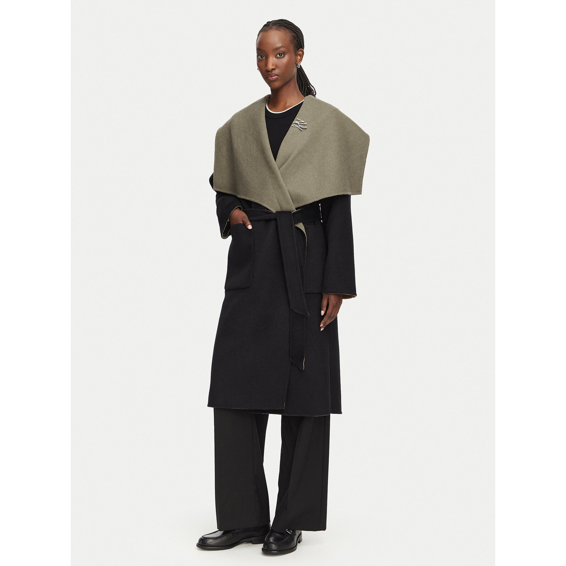 KARL LAGERFELD Wollmantel B3W15030 Braun Relaxed Fit