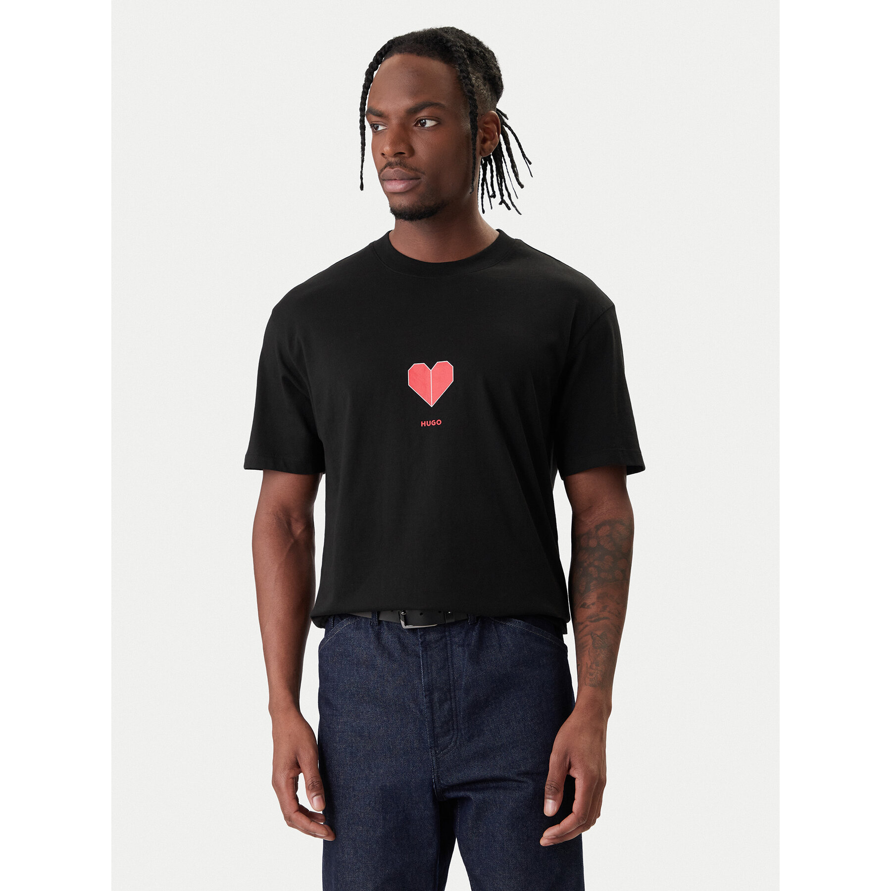 HUGO T-Shirt Dalentin 50553429 Schwarz Relaxed Fit