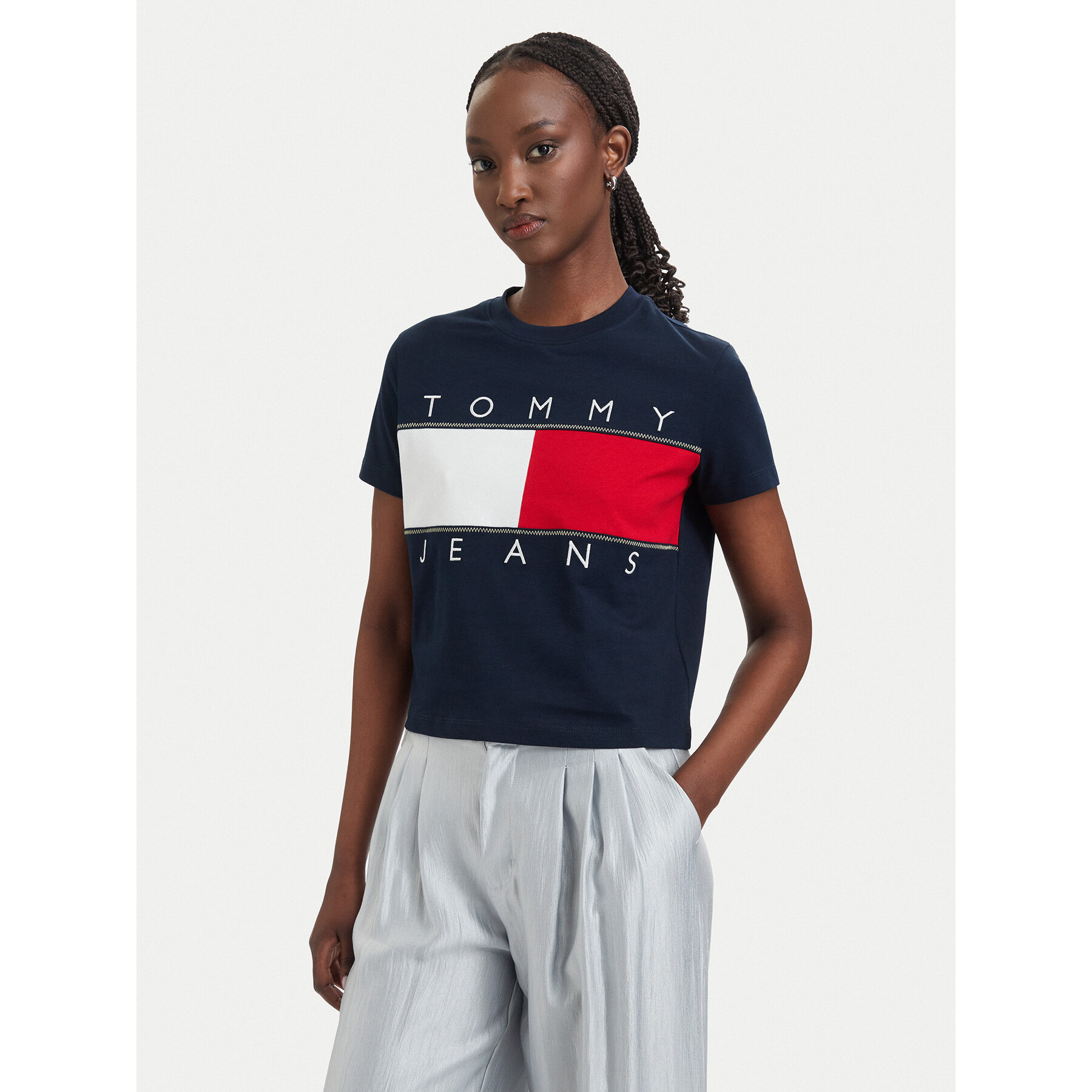 Tommy Jeans T-Shirt Flag DW0DW22818 Dunkelblau Regular Fit