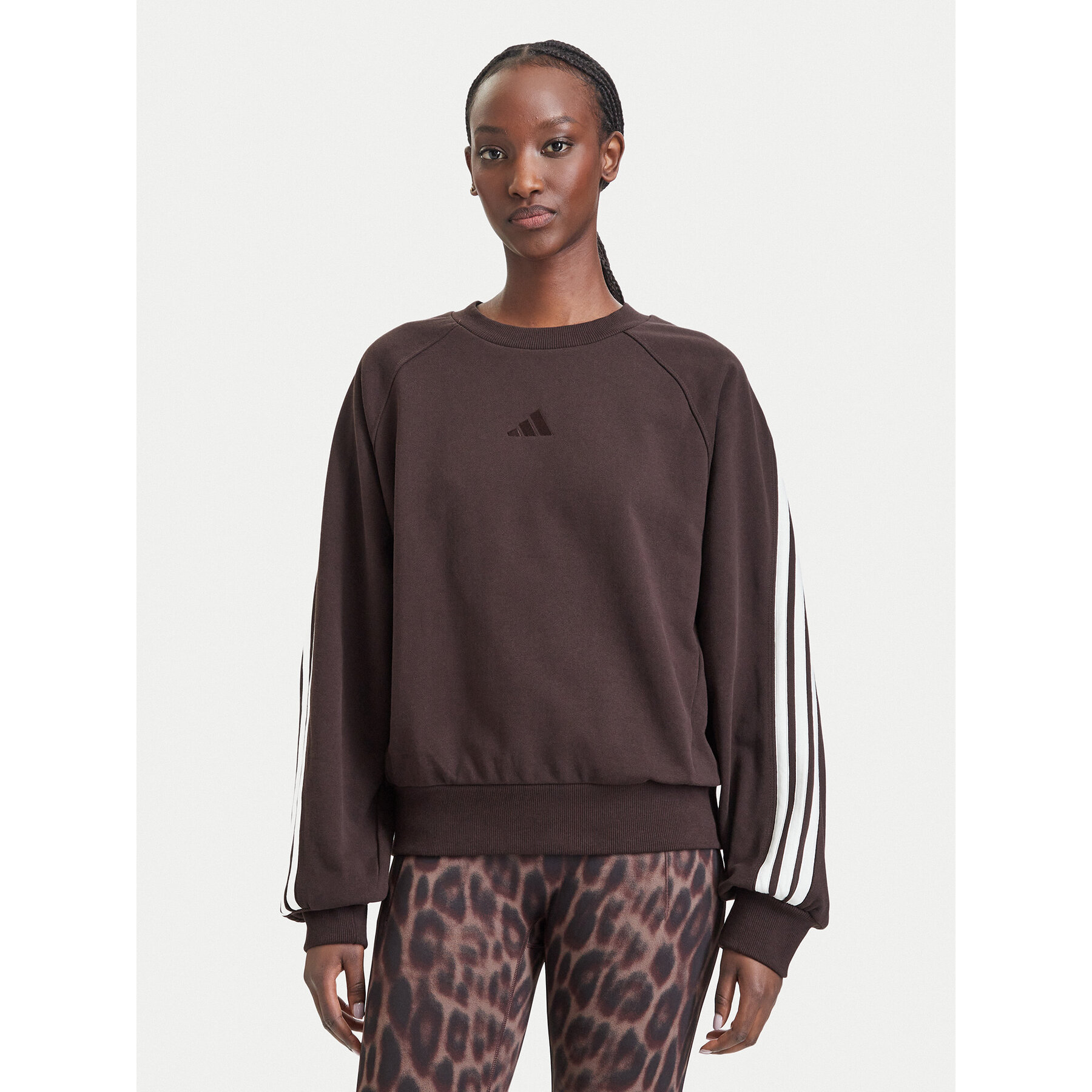 adidas Sweatshirt Adidas Kit 3-Stripes KW7702 Braun Loose Fit