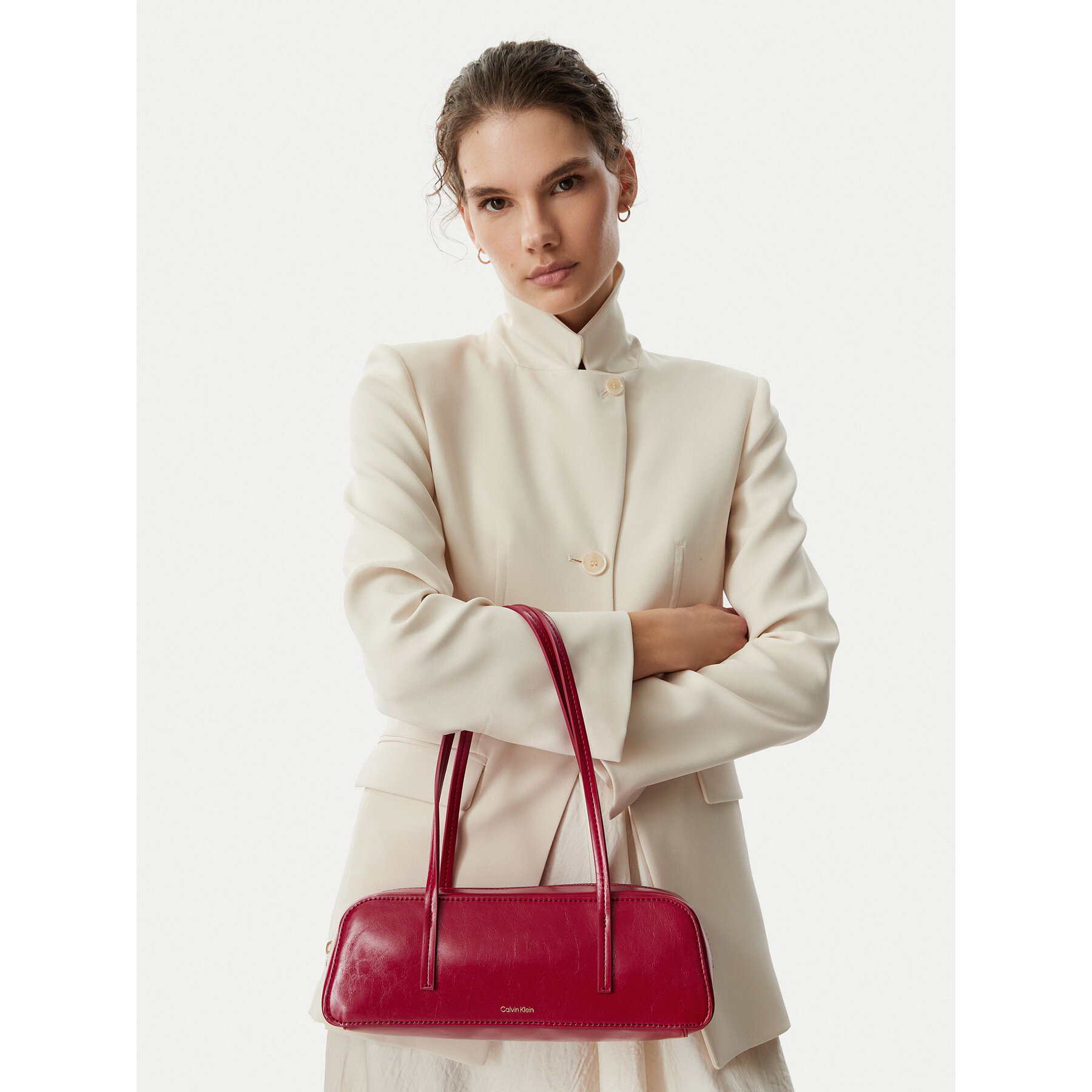 Torbica Calvin Klein Foil Logo Glossy Bauletto LV04F3638G Crvena