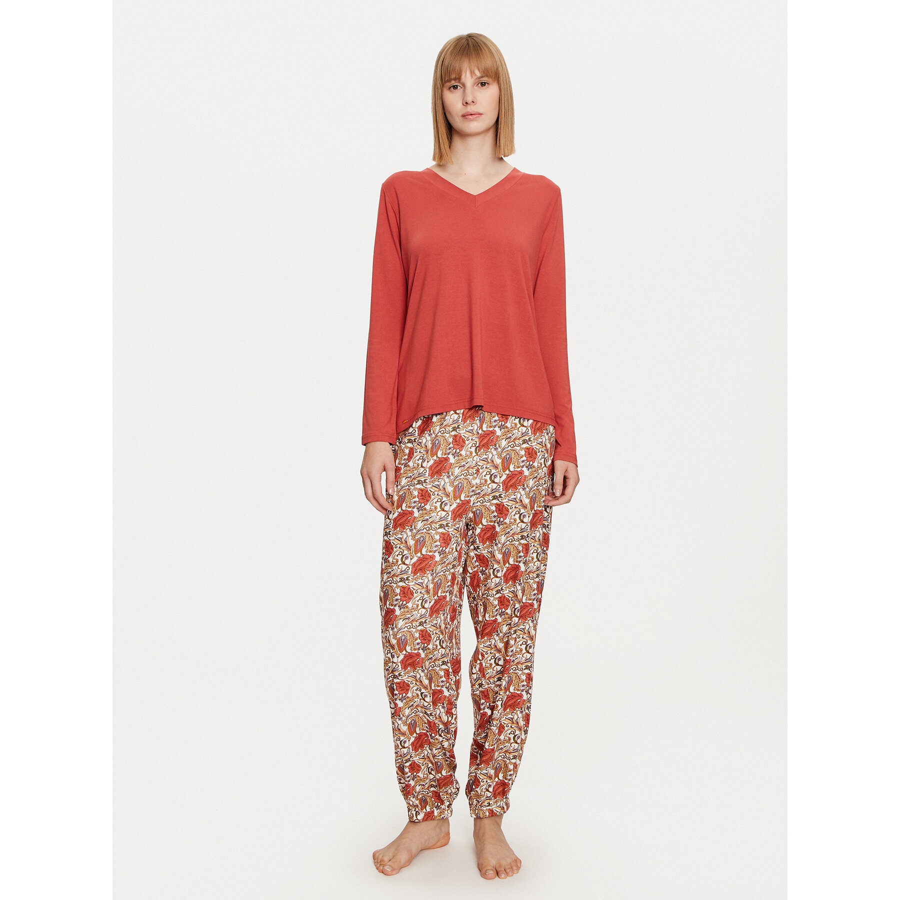Selmark Πιτζάμα Flores P6973 Πορτοκαλί Regular Fit