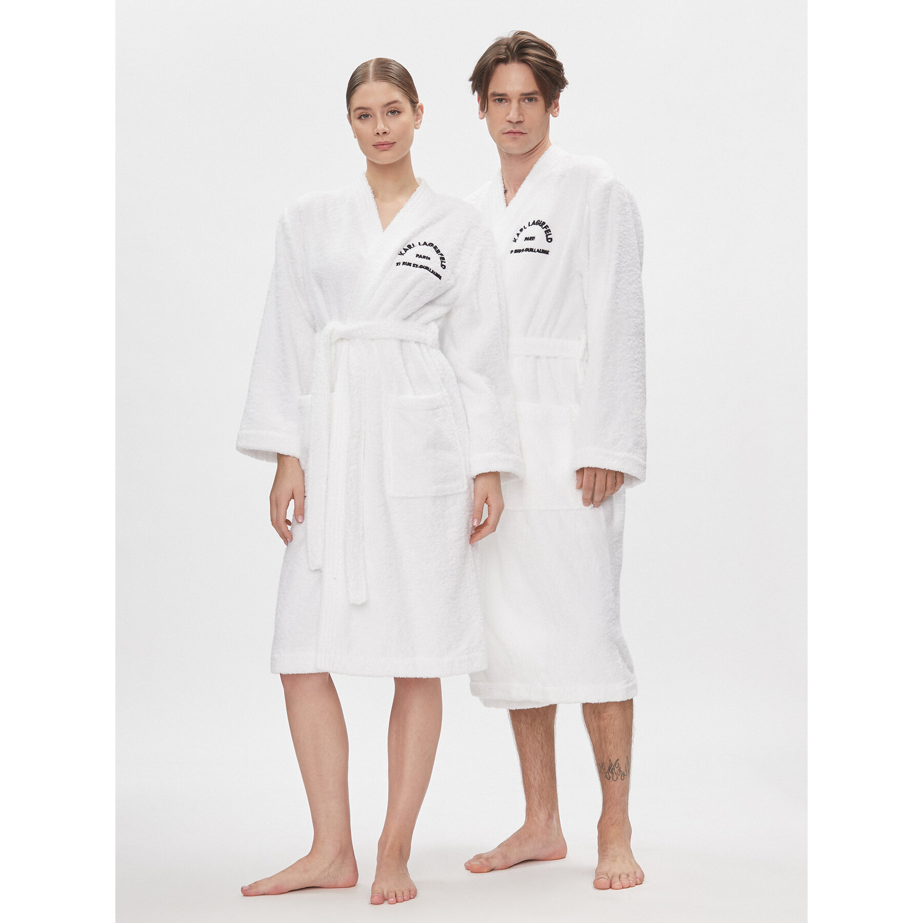 KARL LAGERFELD Accappatoio Unisex Logo 225W2190 Bianco