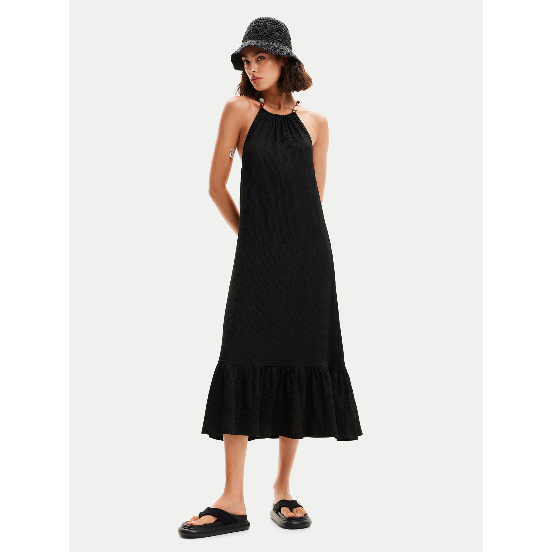 Desigual Sommerkleid Leila 24SWVK64 Schwarz Regular Fit