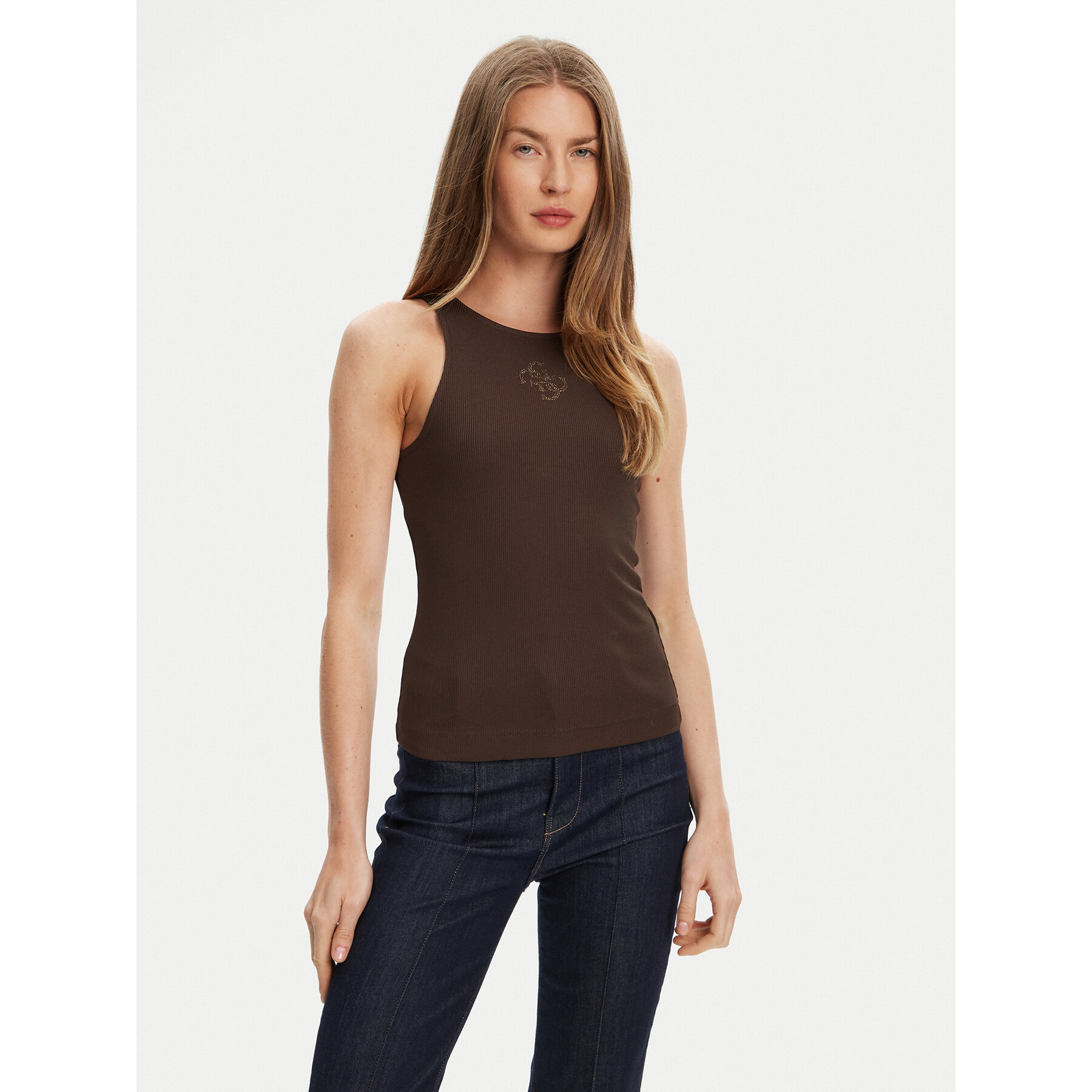 Guess Τοπ W5GP57 KCV52 Καφέ Regular Fit